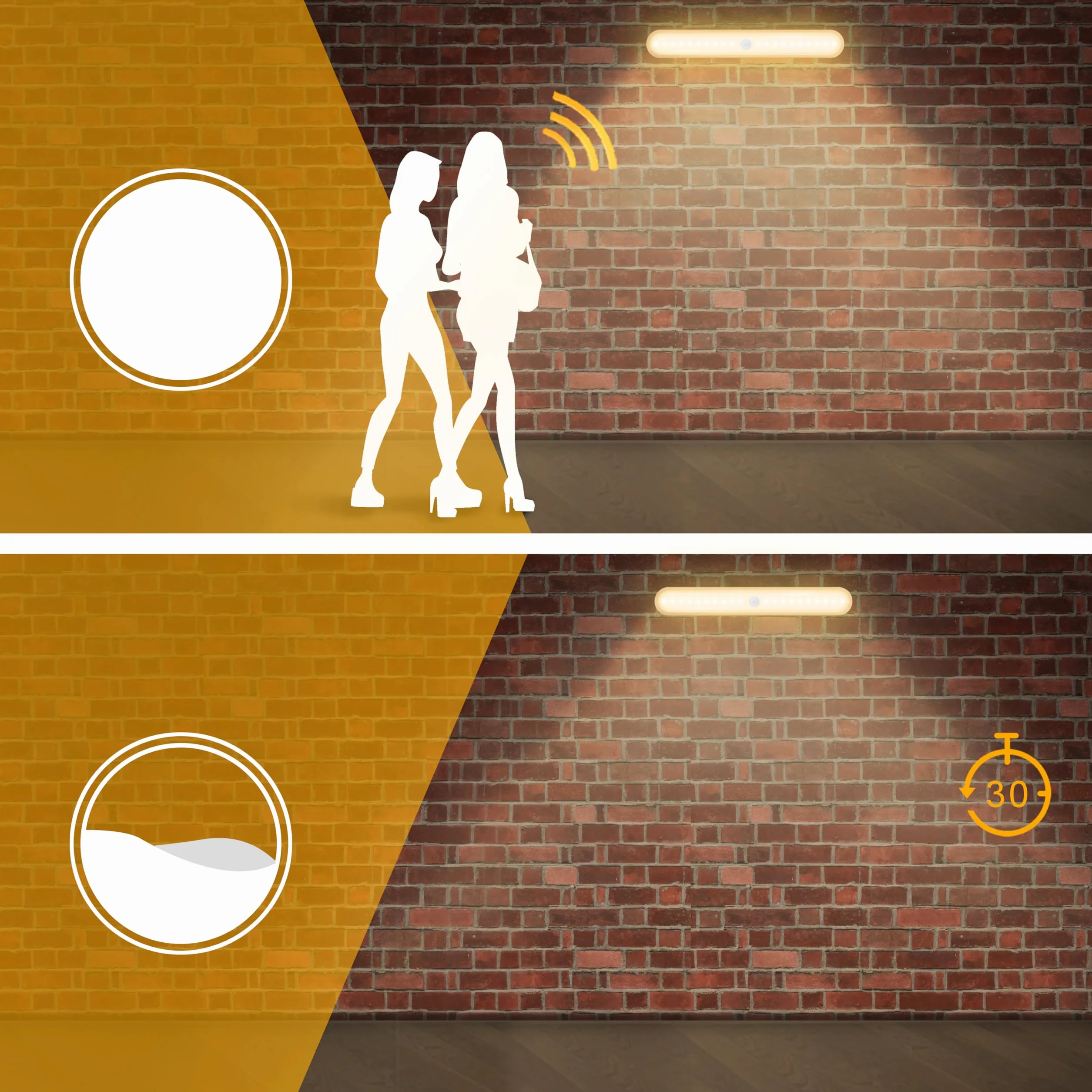 OUSFOT Oświetlenie Szafki, 20 LED Oświetlenie Kuchenne pod Szafką 20.5cm LED z Czujnikiem Ruchu Nadaje się do Stosowania w Sytuacjach Awaryjnych na Schodach, w Kuchniach i Garażach
