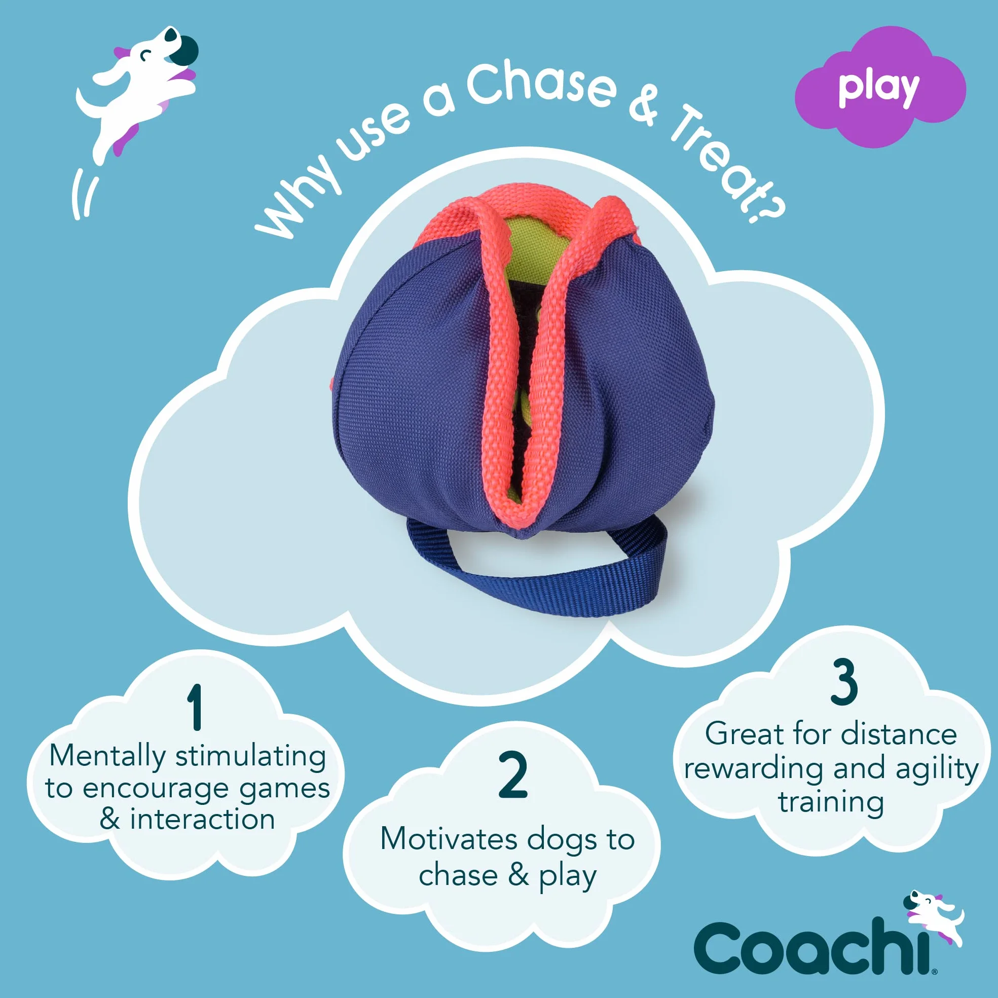 Coachi Chase & Treat, Great for Play & Chase, Agility & Distance Training, Encourages Interaction, Good for Motivating, Distance Reward Training & Encouraging Retrieval. Suitable for Dogs & Puppies