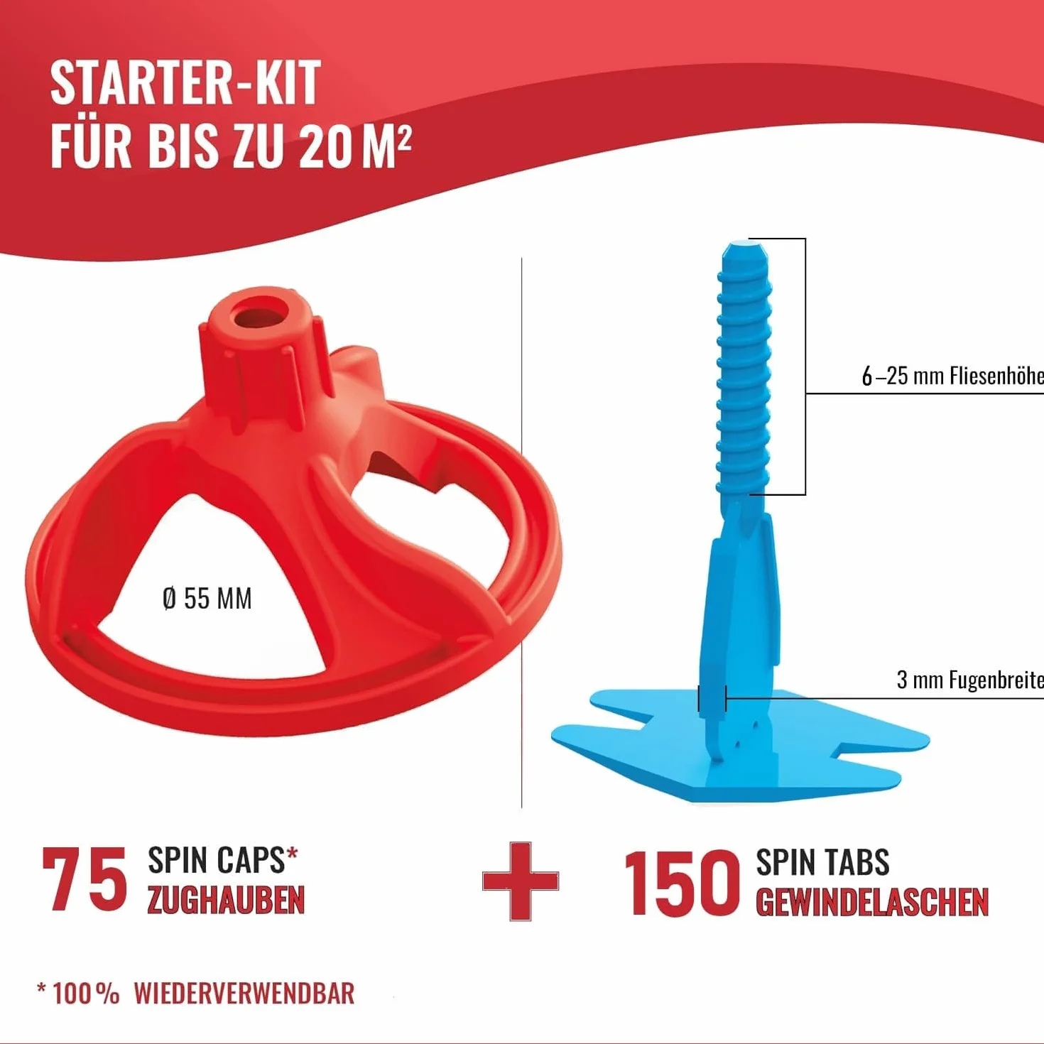 SPINNY PRO zestaw startowy 3 mm 150 zakładek 75 kapturków system poziomowania płytek kamienia naturalnego