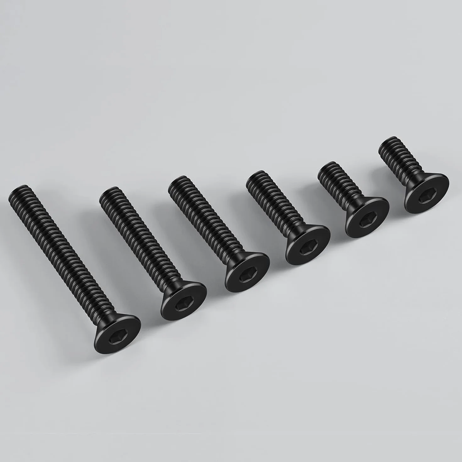 Śruby z łbem wpuszczanym M6 x 20 mm ze stali szlachetnej A2 V2A, pełny gwint, klucze imbusowe, czarne