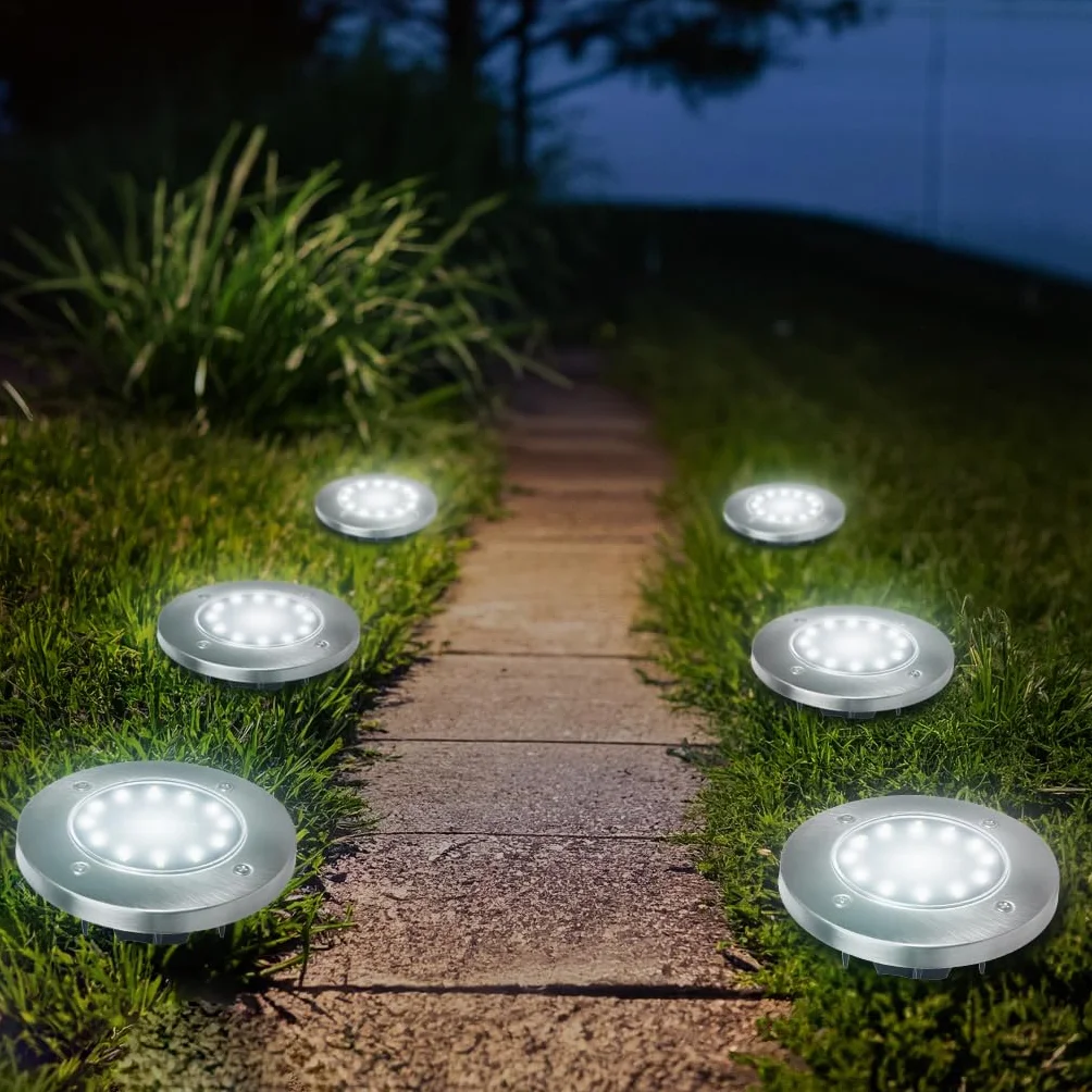 Maclean MCE318 6-pak lamp solarnych LED z kolcem do mocowania w ziemi, 12 diod LED SMD neutralna biel 4000K 0,7 W lampa solarna do oświetlenia ścieżek zewnętrznych, oświetlenie ogrodowe IP44 (6)