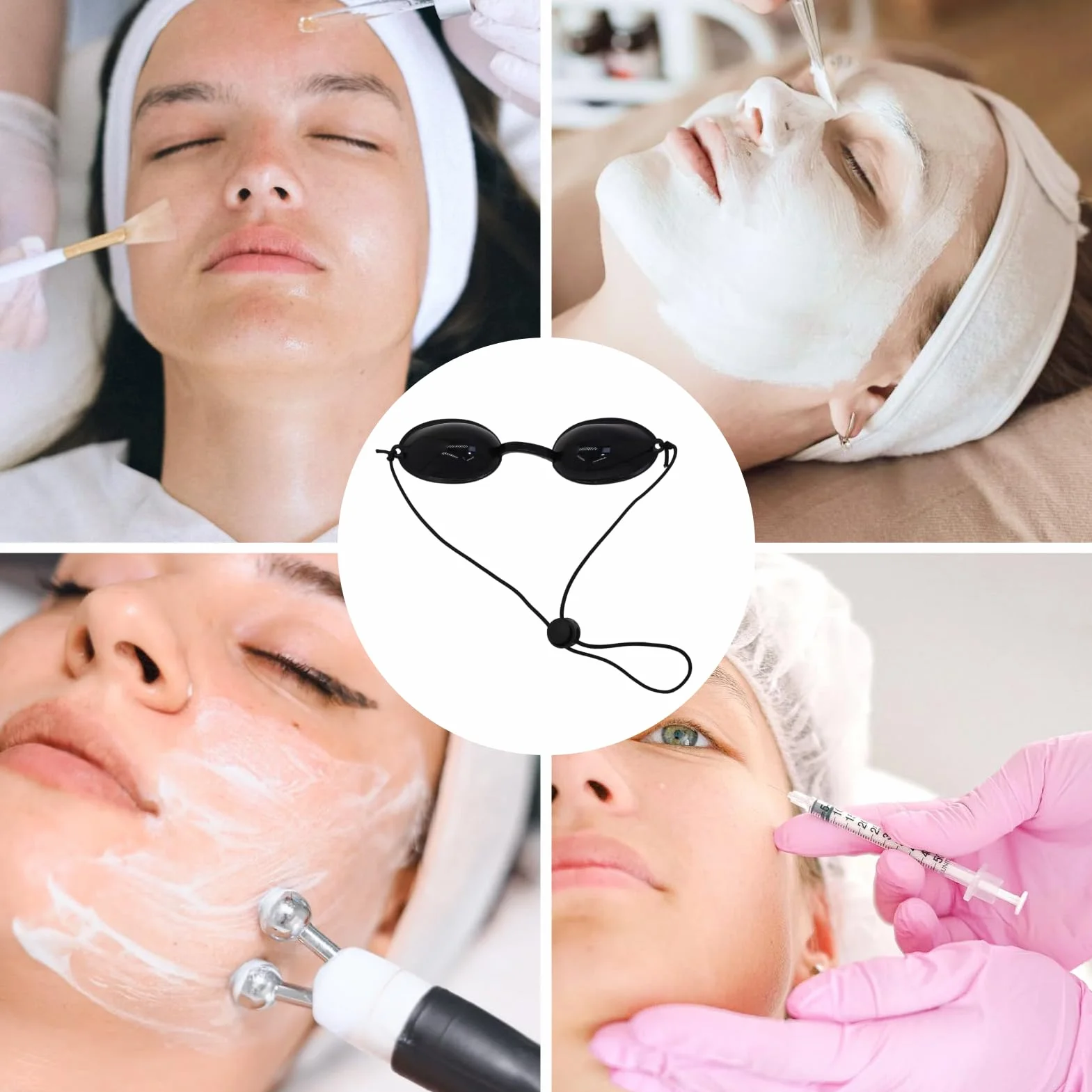 Okulary ochronne do solarium UV IPL, ultracienkie z regulowanym paskiem