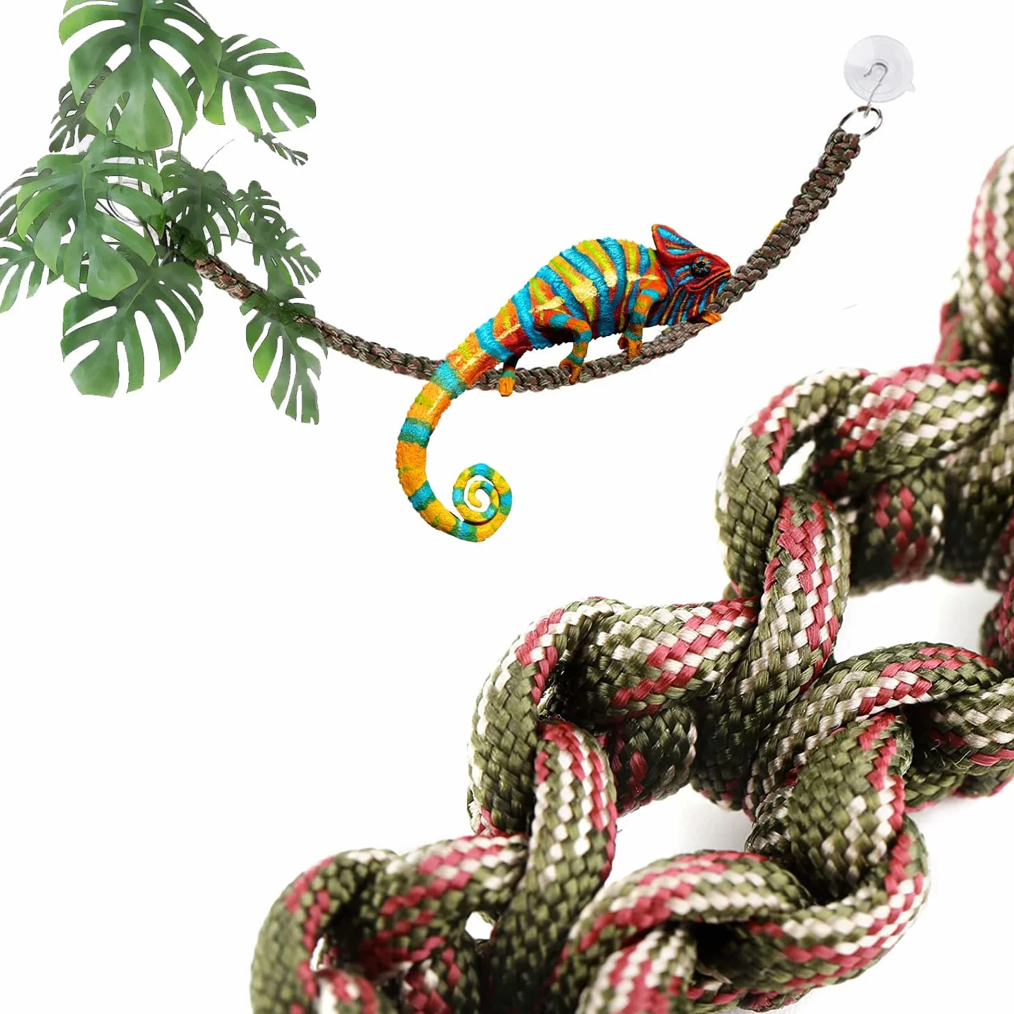 Abizoo Climbing Branch, hamak dla gadów, smoków do brody, gadów, liście, jaszczurki, zbiornik, akcesoria dekoracyjne, sztuczna winorośl pnąca z przyssawkami, do węży kameleonowych gekonów