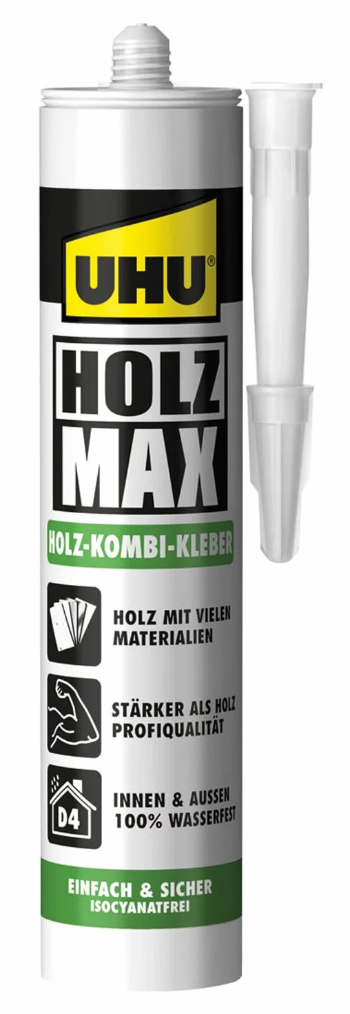 UHU HolzMax kartusz, wodoodporny i wytrzymały klej do drewna bez rozpuszczalników, 380 g