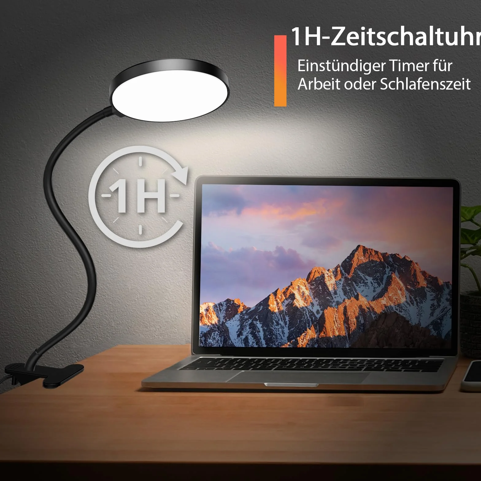 iFalarila Lampka do Czytania 97 LED z Zegarem 10W Ładowarka USB Zacisk 5M