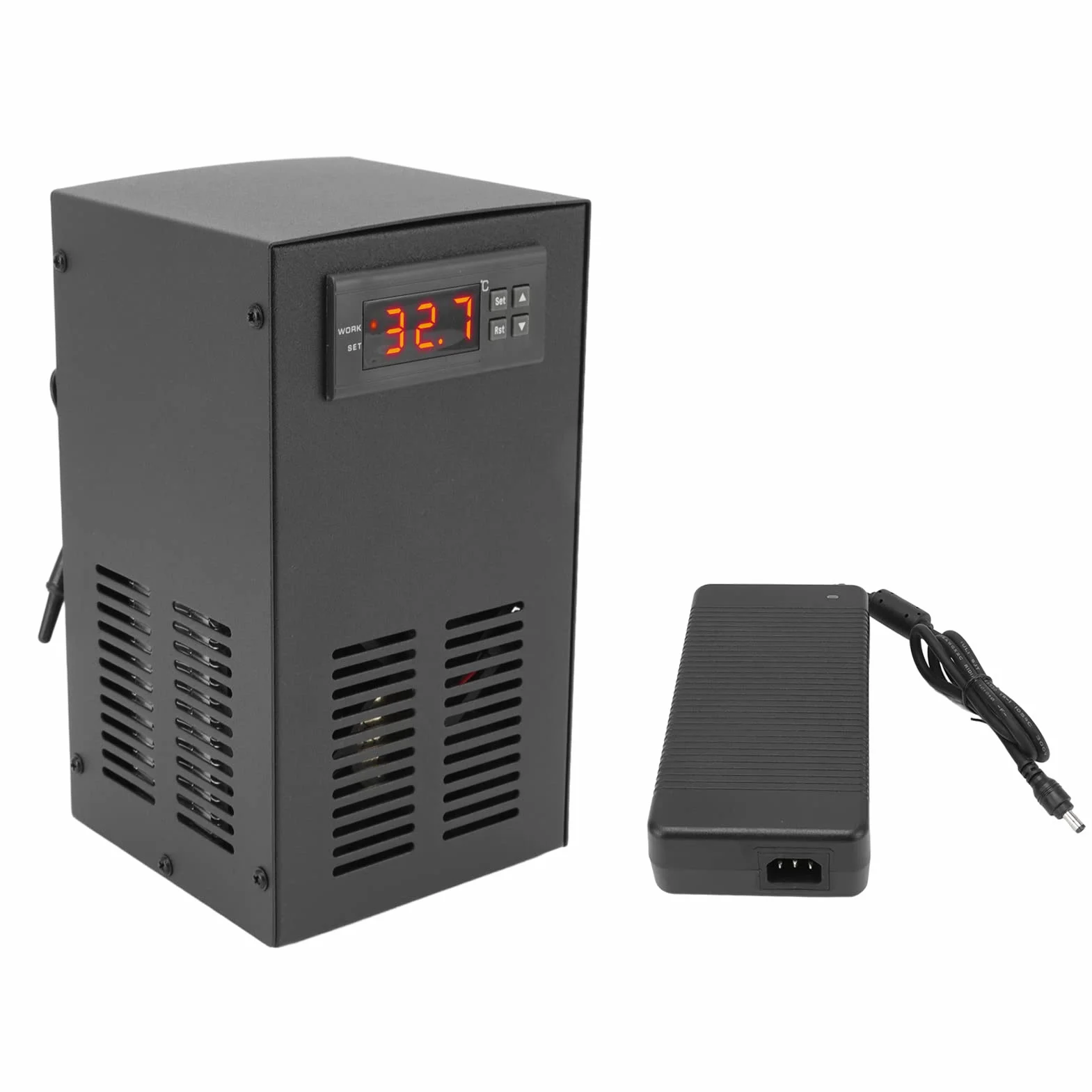 Grzałka do Akwarium Agregat Chłodniczy do Wody W Akwarium Układ Chłodzenia 120 W Automatyczny Termostat Wyświetlacz Temperatury Zbiornika Wody Słodkiej i Morskiej (Wtyczka UE 100-240 V)