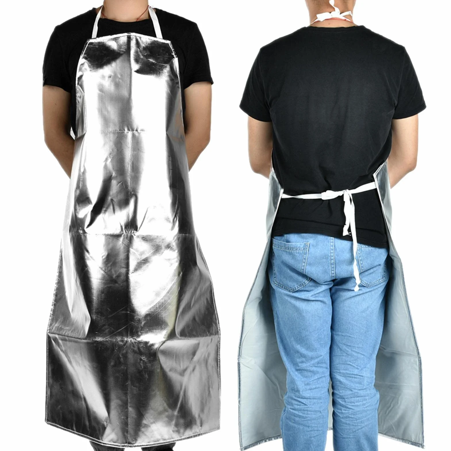 Sonew Fartuch roboczy odporny na wysokie temperatury 1000°C folia aluminiowa wodoszczelny srebrny
