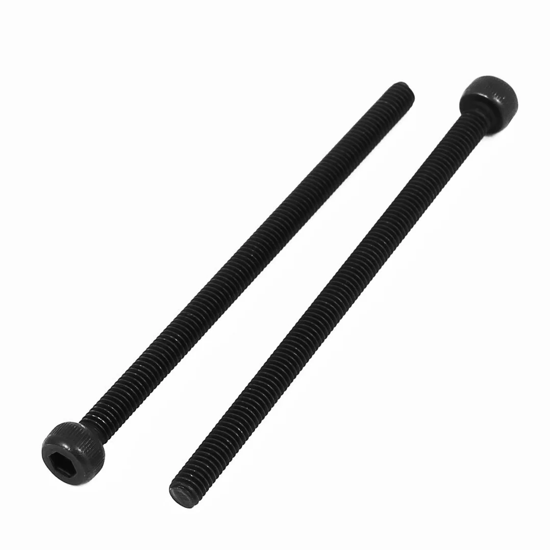 sourcingmap 5 sztuk M4 x 70 mm pełny gwint głowica sześciokątna śruba radełkowana sworzeń czarny de