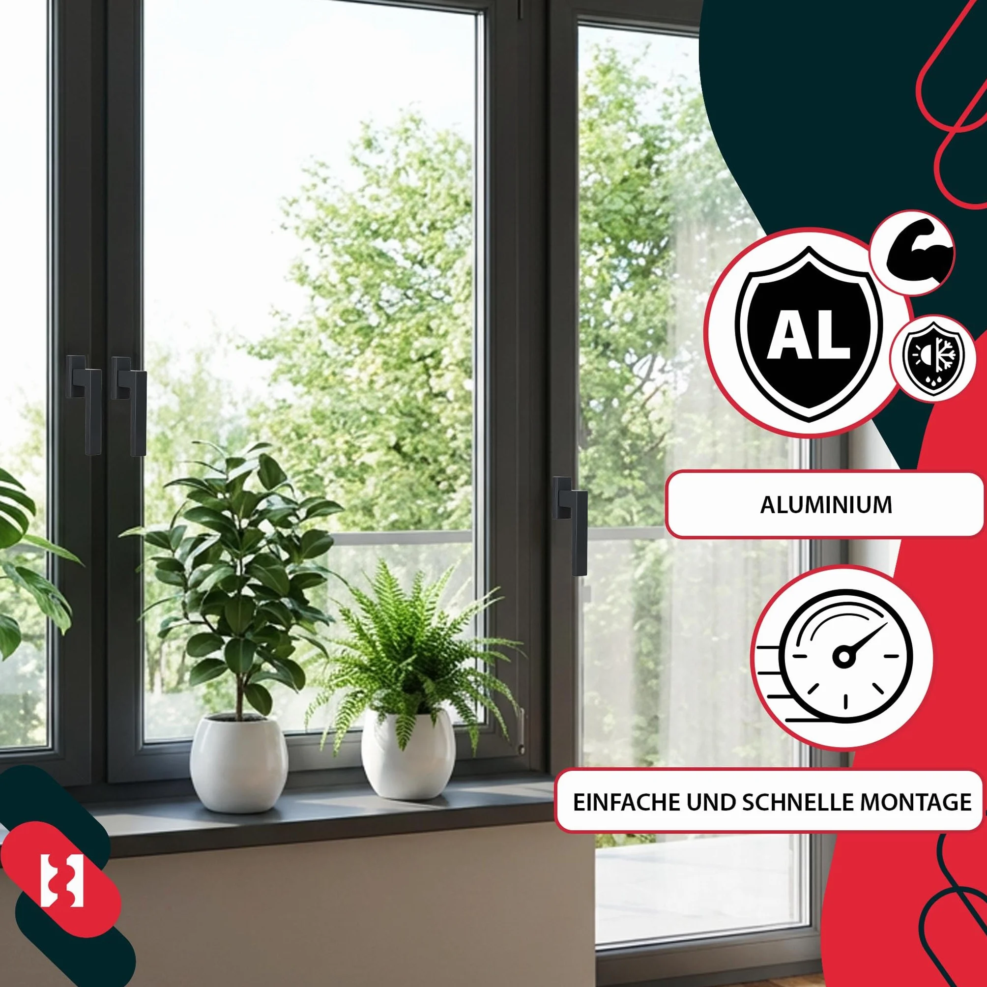 KOTARBAU® Aluminiowy uchwyt okienny, uchwyt do drzwi balkonowych, szary