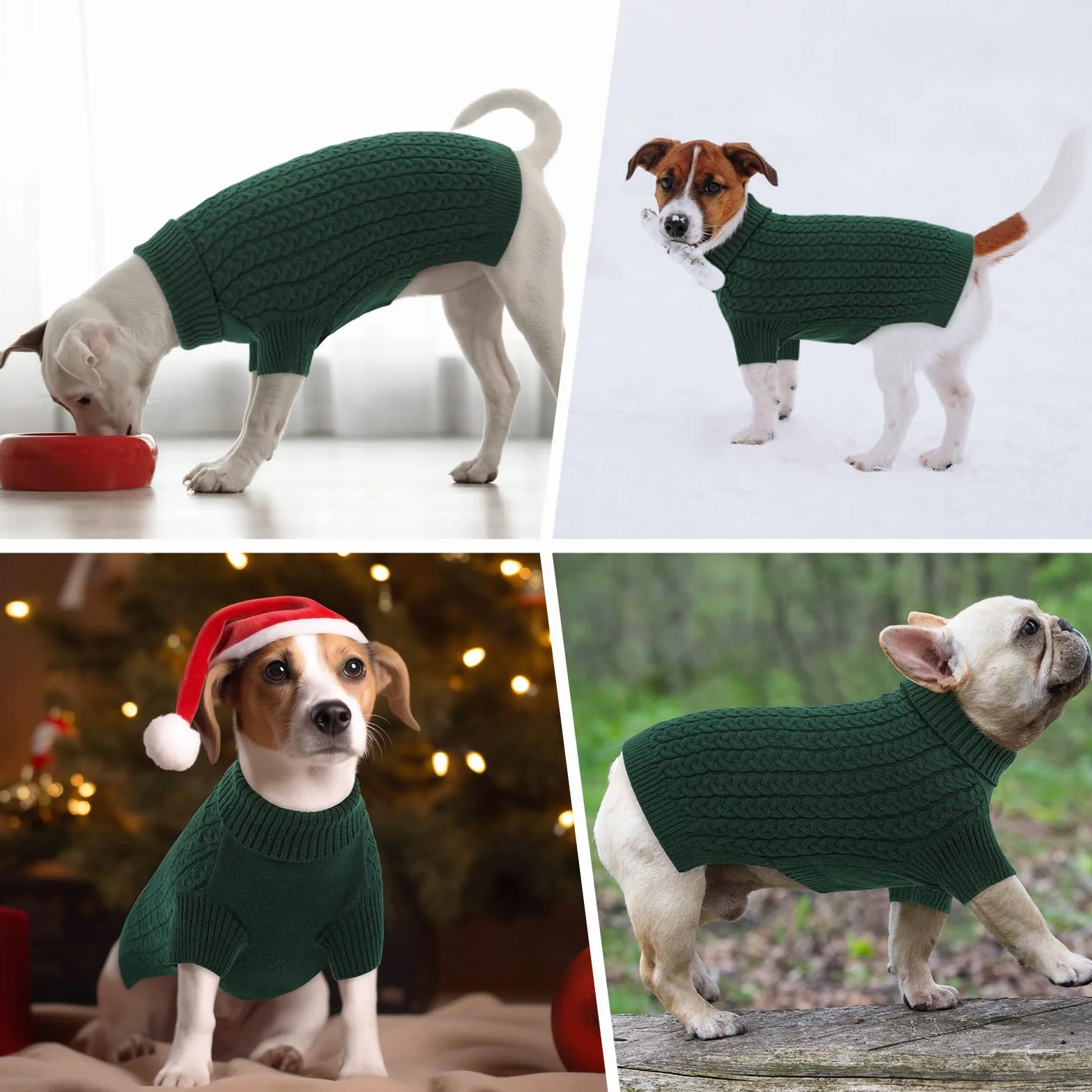 CITÉTOILE Sweter dla małych średnich i dużych psów, zimowy ciepły sweter dla psa, płaszcz dla psa, sweter z dzianiny z wysokim kołnierzem dla jamnika, buldog francuski itp