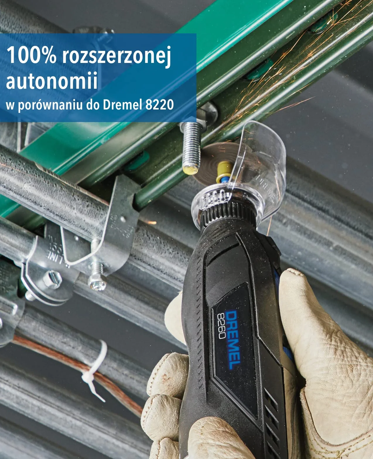 Dremel 8260, Akumulatorowe narzędzie wysokoobrotowe z silnikiem bezszczotkowym i aku. litowo-jonowym 12V 3Ah, zestaw z 5 akcesoriami, regulacja prędkości 5 000 – 30 000 obr./min