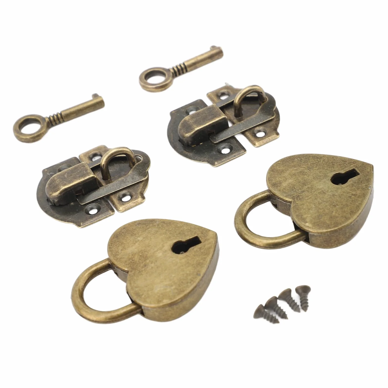 Generic Vintage Hasp Hasp Latch Padlock, w Kształcie Serca, Stopu Cynku, Kompletne Rozwiązanie Bezpieczeństwa, Instalacja Bez Wysiłku, Drewniane Pudełka, Rzemiosła, Pudełka Biżuterii, (Brązowy)