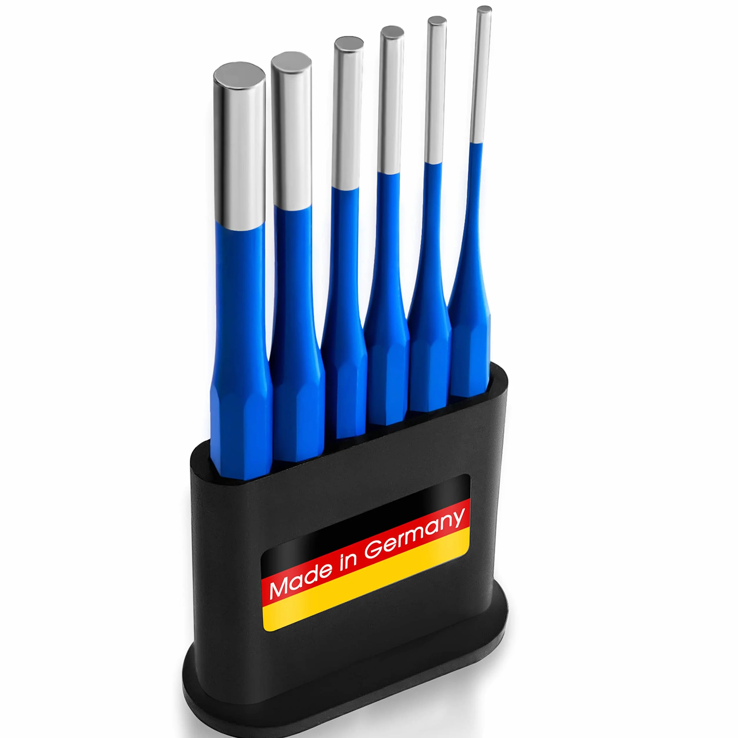 S&R 6-częściowy zestaw sterowników do zawleczek 3, 4, 5, 6, 8 i 10 mm/Made in Germany/ze stali chromowo-wanadowej, hartowany przetwornik zawleczek zestaw średnio długi przetwornik wyrzutnik zestaw