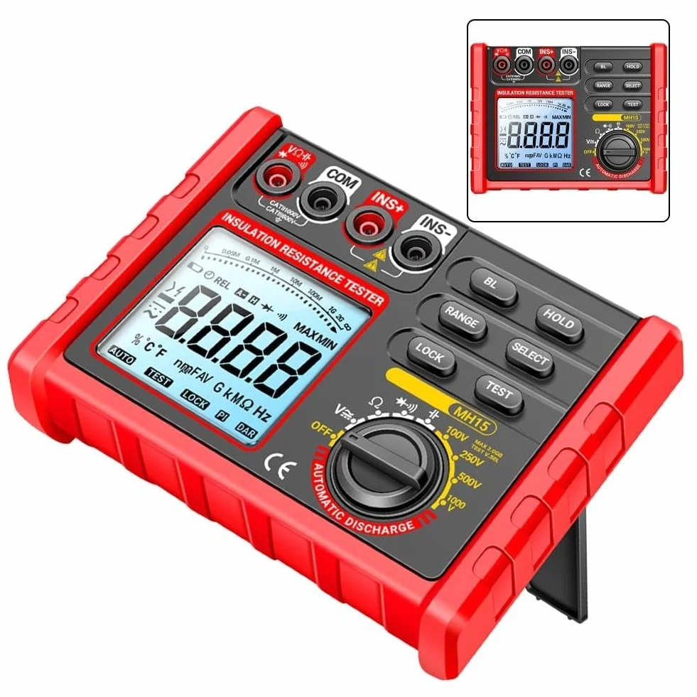 MH15 Cyfrowy Megohmmeter Tester Rezystancji Izolacji, 100 V 250 V 500 V 1000 V Wyświetlacz LCD, Do Testowania Przełączników Kabli Motorowych