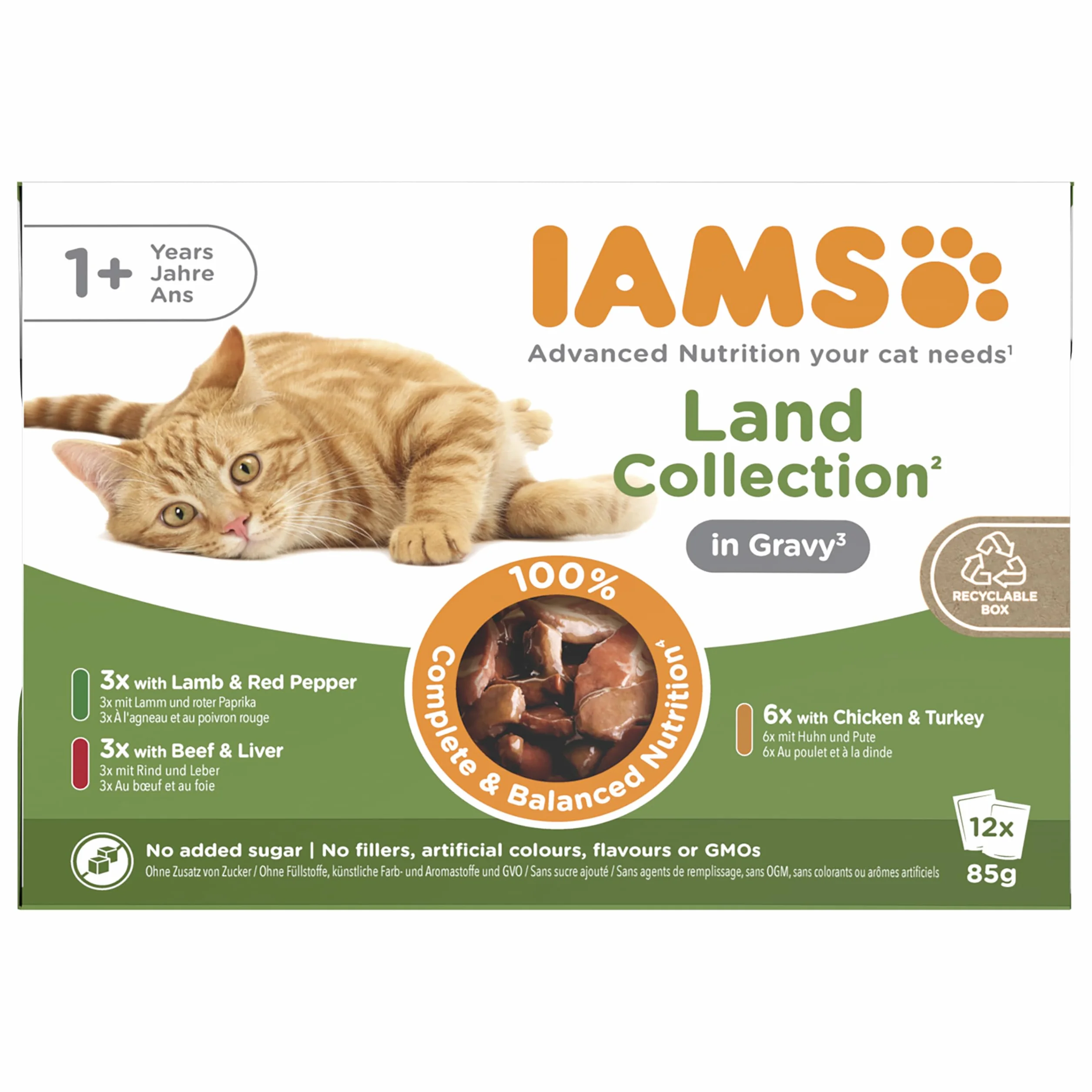 Iams Delights Karma dla Kotów, Jagnięcina/Wołowina/Kurczak/Indyk, 12 x 85 g