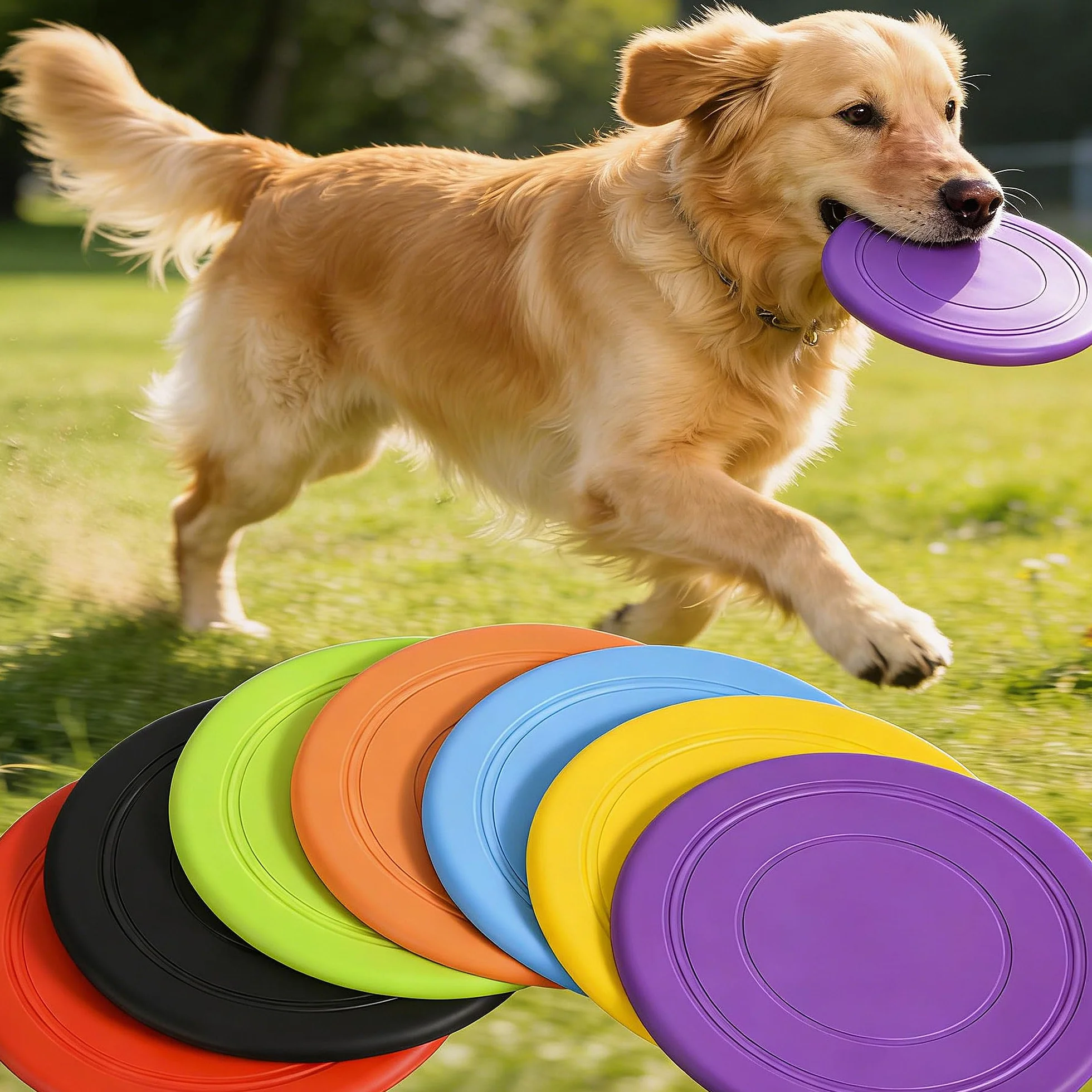 7 sztuk latającego dysku dla psa, frisbee dla zwierząt domowych, latający dysk, frisbee dla psów, pływający spodek z naturalnej gumy, odporny na gryzienie frisbee, zabawka dla zwierząt domowych