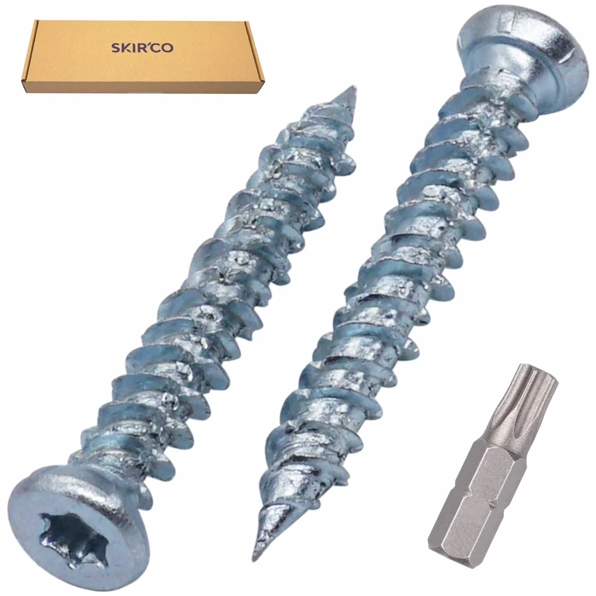 SKIR'CO (80 szt.) ocynkowane śruby do betonu 7,5 x 52 mm, głowica z łbem stożkowym, śruby murarskie, śruba mocująca do ramy