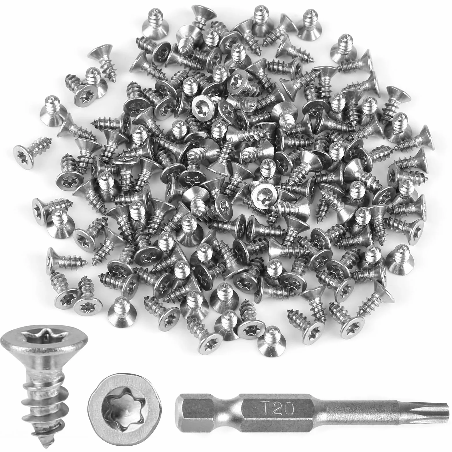 150 sztuk wkrętów samogwintujących nierdzewny, wkręty Torx M4 x 10 mm, łeb śliwki nierdzewny 304, wkręty do drewna ze śrubokrętem T20, śruby stać do mebli