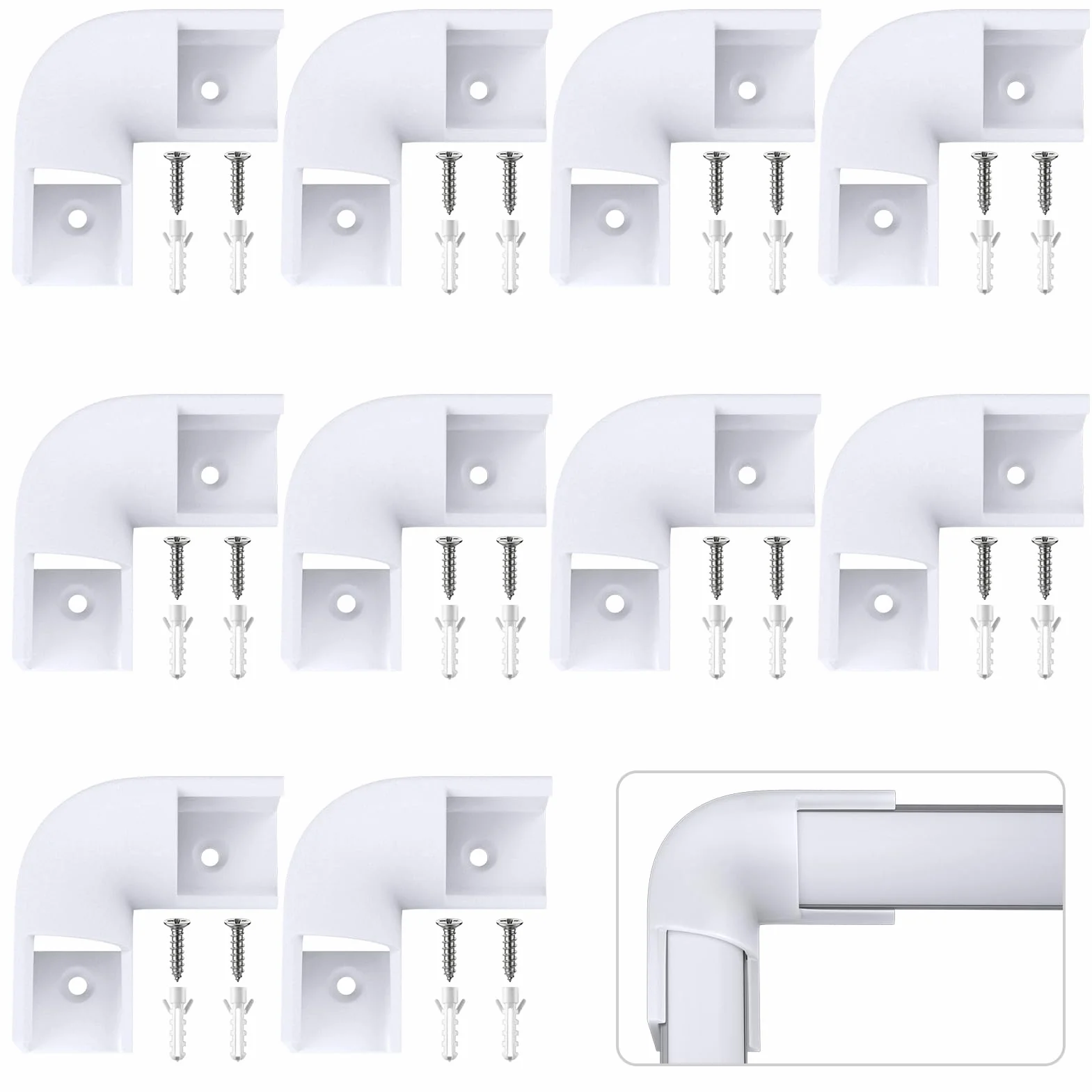 HOMMAND Łączniki narożne 90 stopni 10 szt., złącza narożne do profilu LED, złącza narożne do kanału LED 90 stopni do profilu aluminiowego LED w kształcie V, wkręty w zestawie