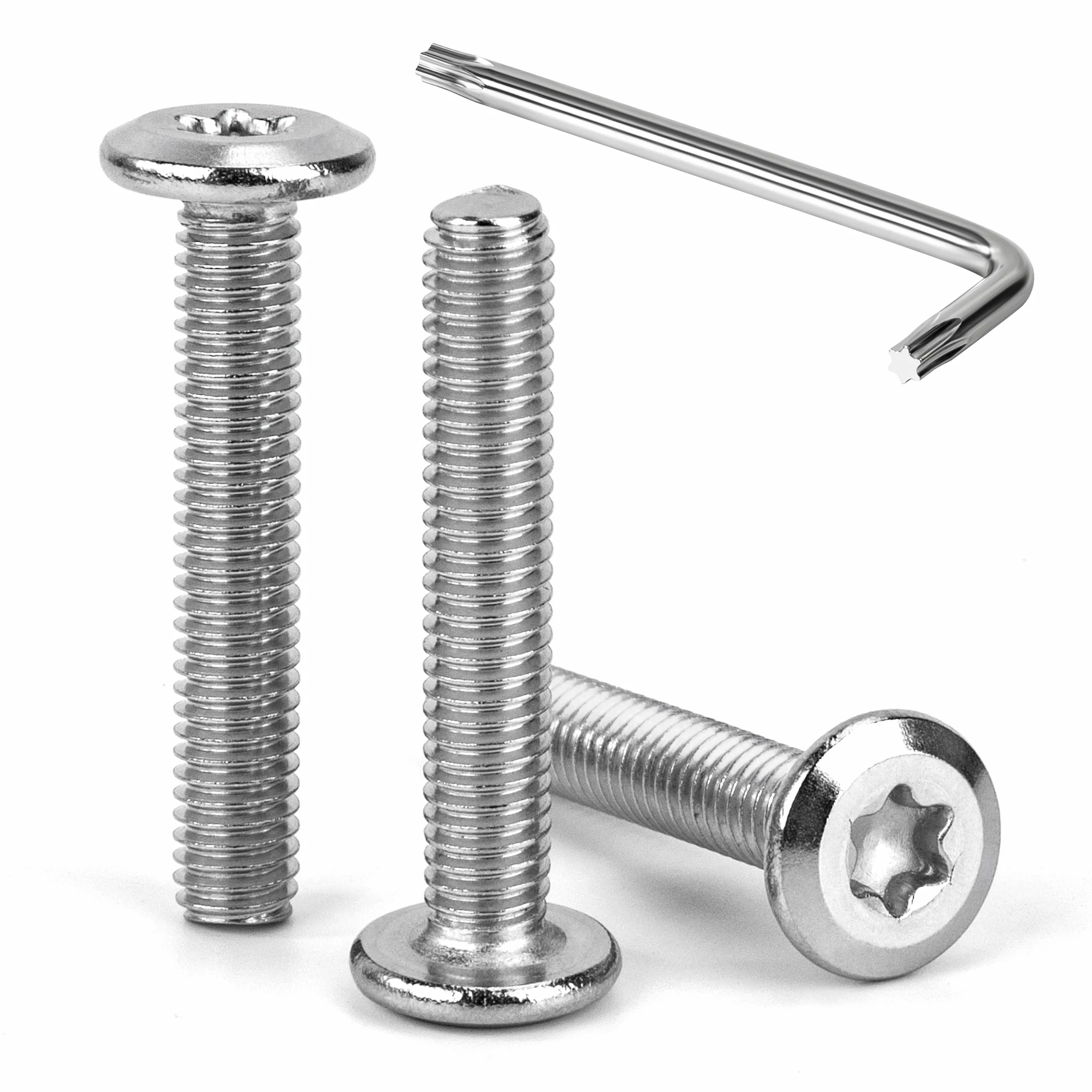 Tunejoy Śruby z łbem płaskim Torx M6 x 35 mm Śruba z łbem sześciokątnym Śruby ze stali nierdzewnej A2 V2A Śruby meblowe z kluczem T30 pełny gwint 30 sztuk