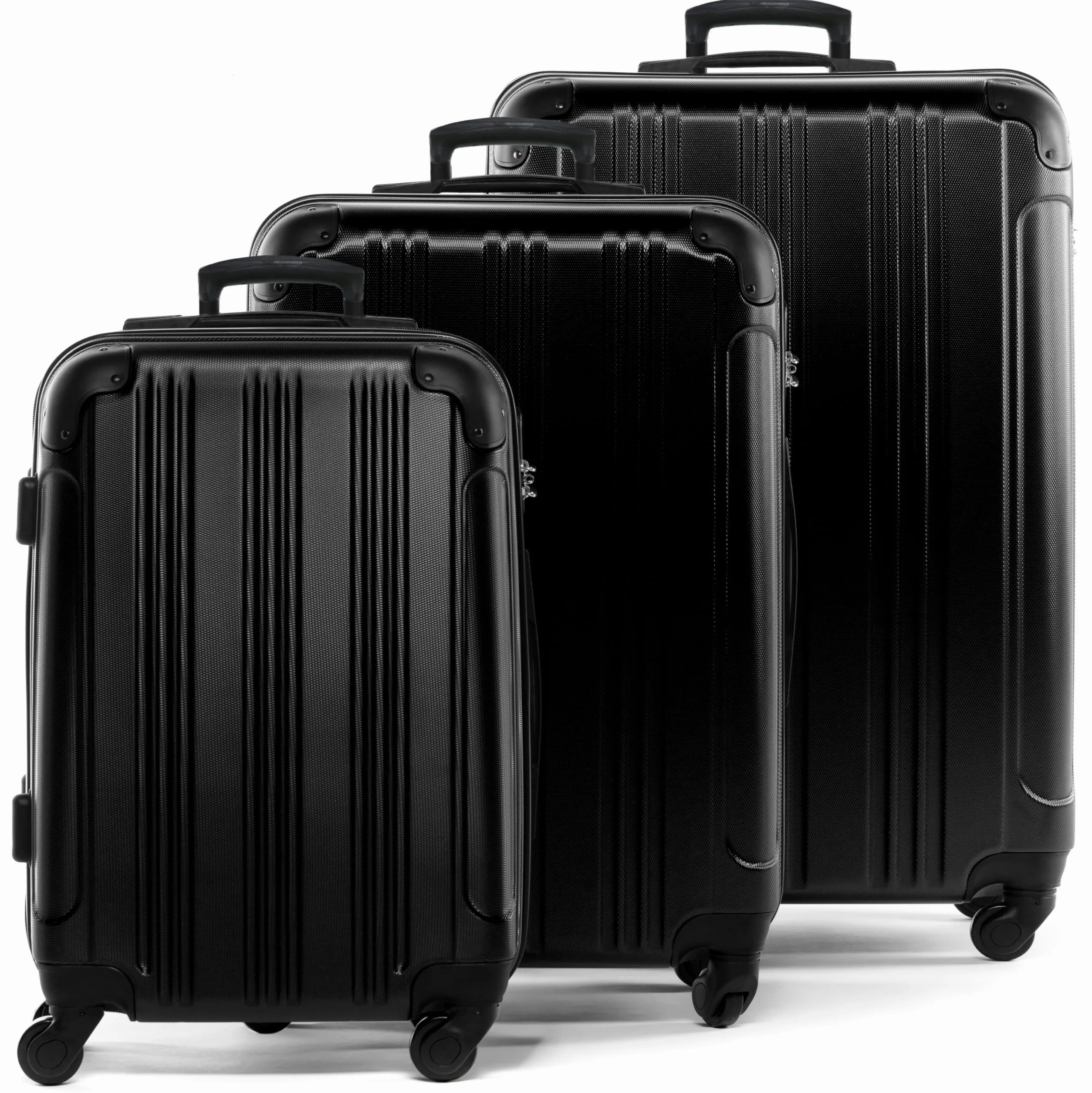 FERGÉ Zestaw walizek premium 3-częściowy: 28", 24" i bagaż podręczny w jednym zestawie, bardzo wytrzymałe walizki podróżne z 4 delikatnymi rolkami i zabezpieczeniami na narożach, zestaw walizek z