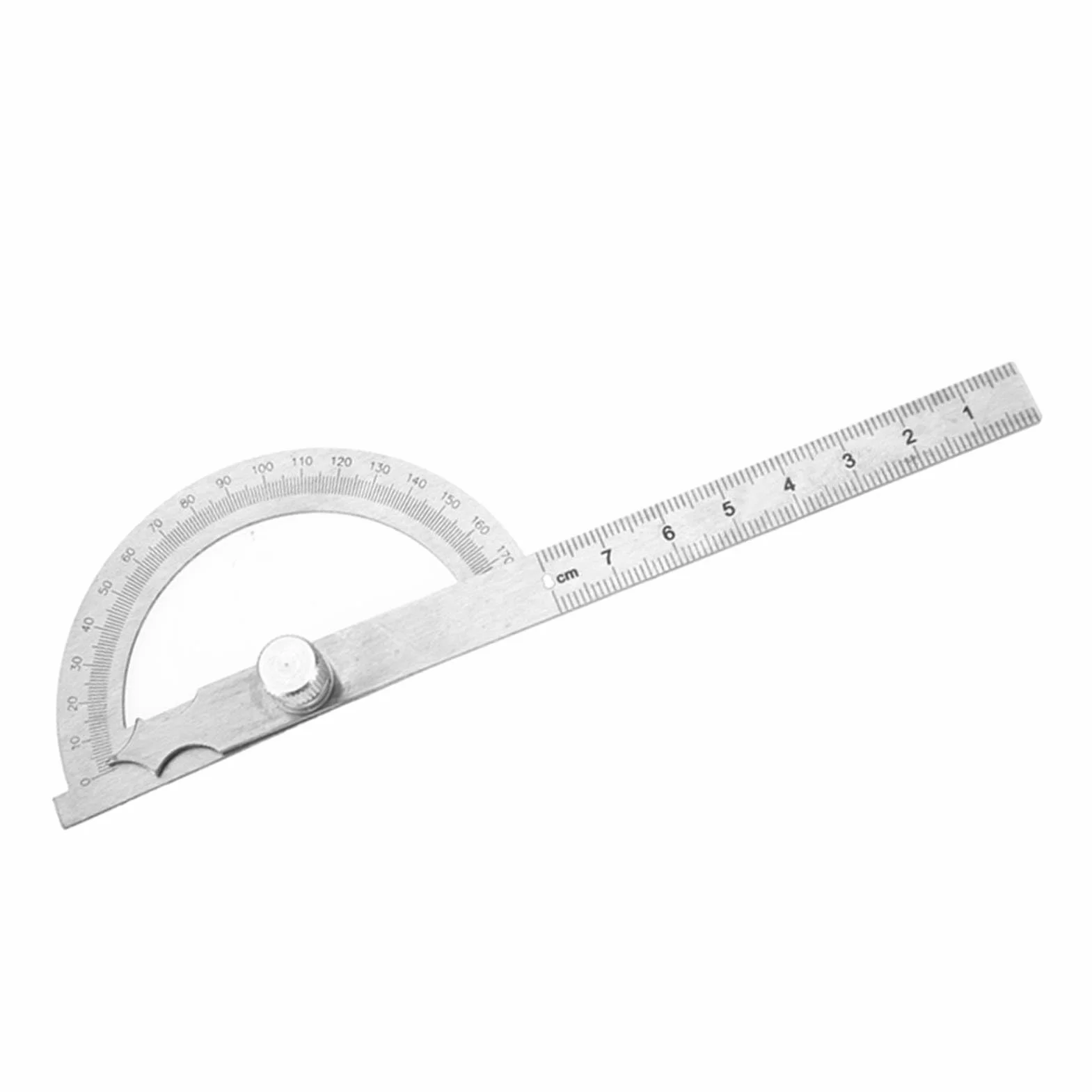 Kątomierz Goniometr Stal Nierdzewna 180 Stopni Regulowany z Linijką 15 cm Pomiarowy 80x120mm Narzędzie Precyzyjnego Mierzenia Kątów