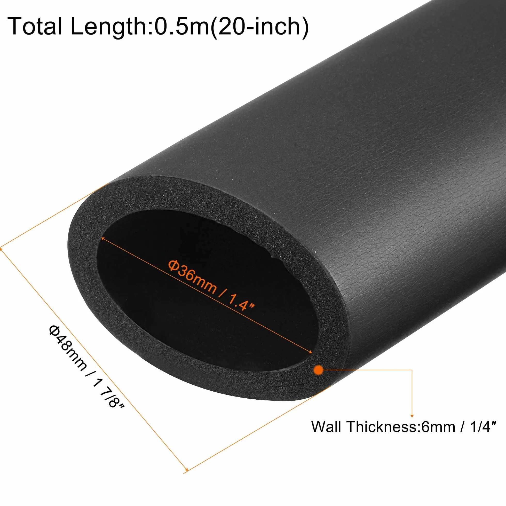 TOP-VIGOR Uchwyty do rur piankowych 36 mm ID 1/4" (6 mm) grubość ściany 50 cm czarne antypoślizgowe
