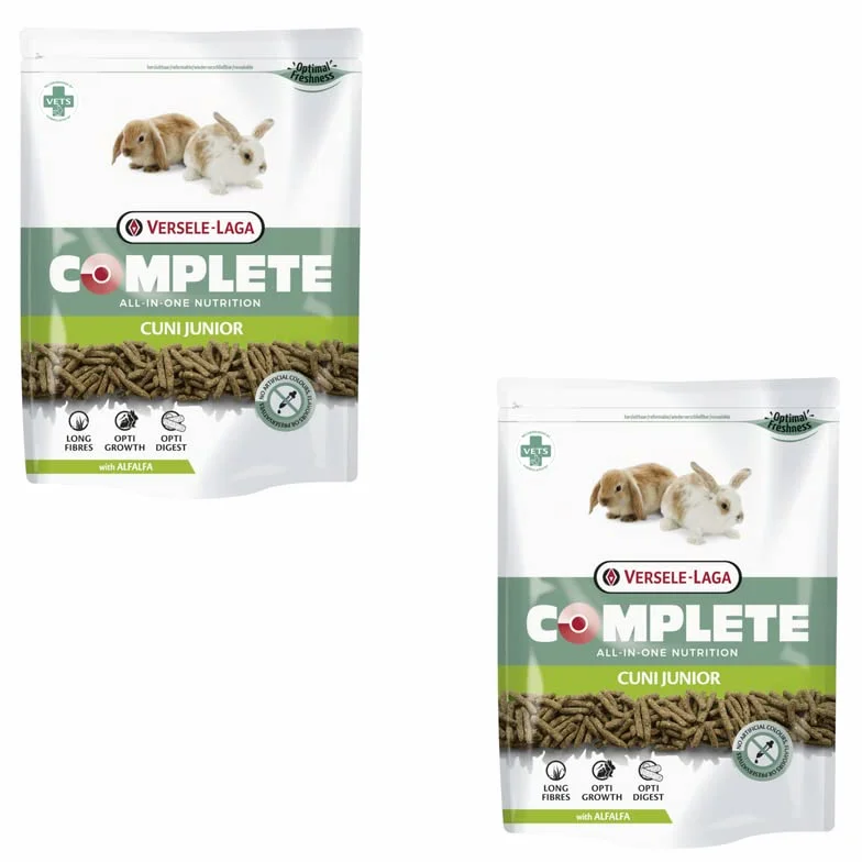 Versele-Laga Complete Cuni Junior | Podwójne opakowanie, 2 x 500 g | Kompletna karma dla królików 0-8 miesięcy | Pyszne granulki wszystko w jednym | z długimi włóknami