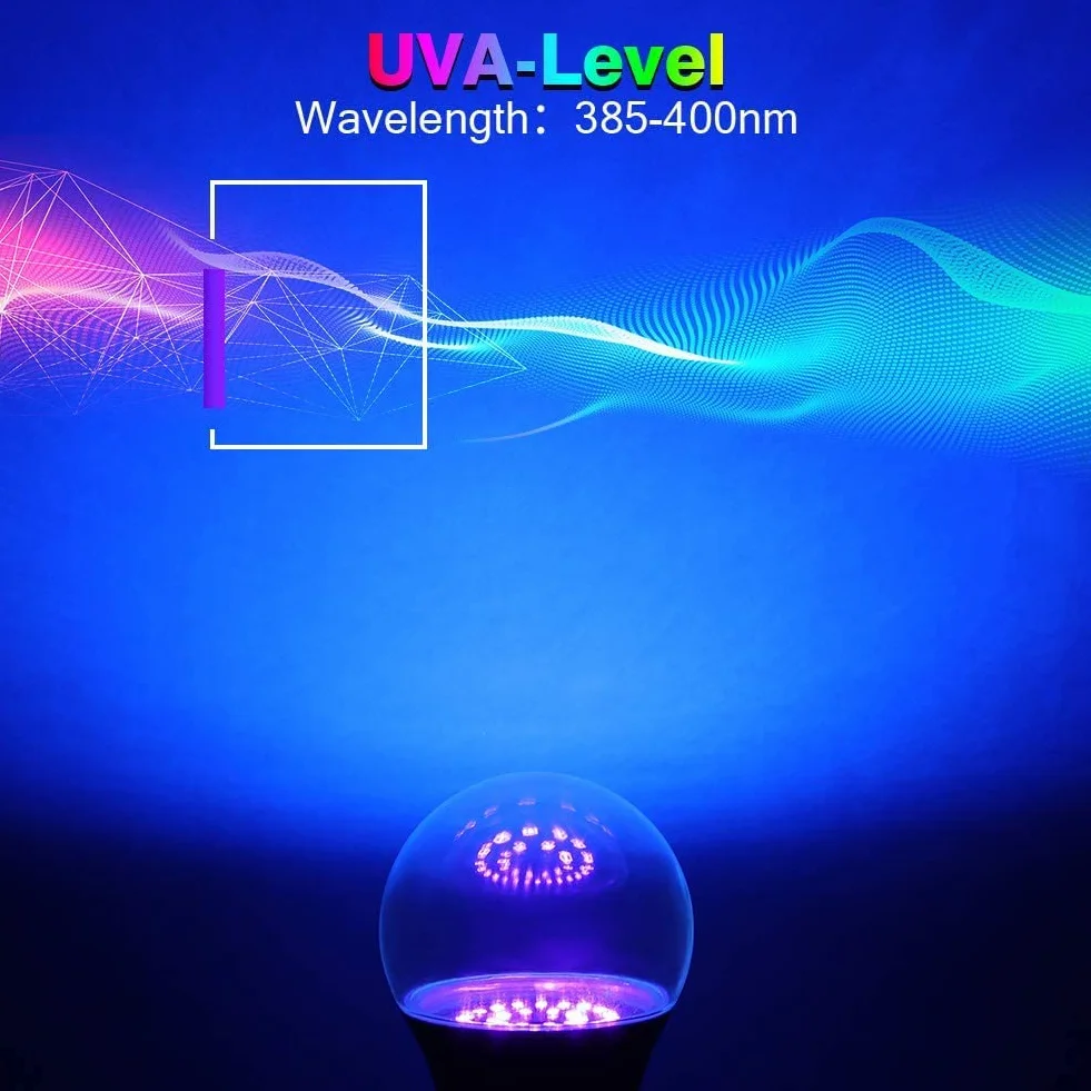 Żarówka UV E26 E27 UVA 385-400 nm czarna