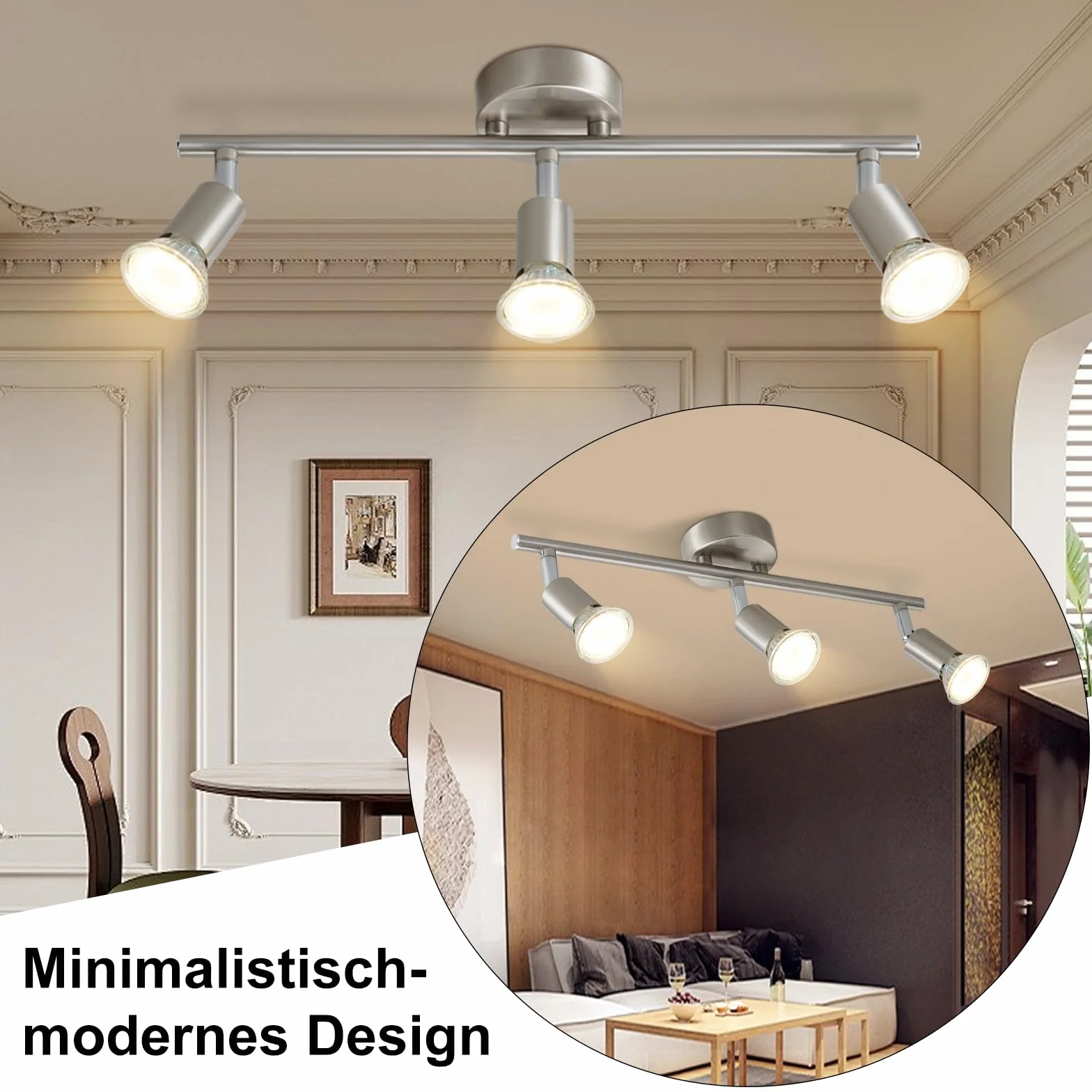 Lampa sufitowa LED 3-płomieniowa GU10 Obrotowa 330° Przemysłowa