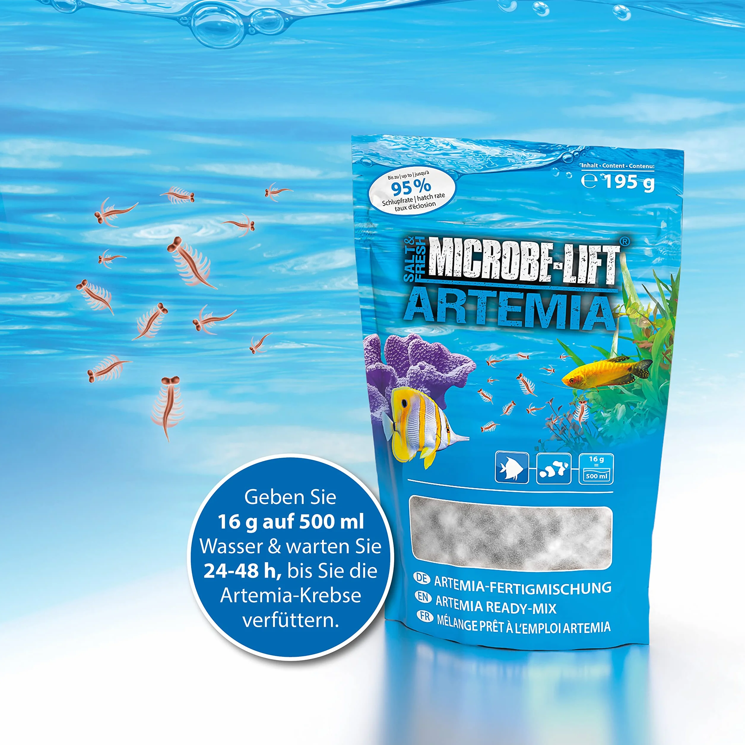 MICROBE-LIFT Artemia ready mix żywy pokarm dla ryb akwarium morskie słodkowodne 195 g