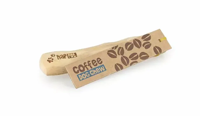 HAPPET Drewniany gryzak z drzewa kawowego dla psów Rozmiar S 13–14 cm – 100% naturalny, trwały, bez drzazg, bezpieczny gryzak dla szczeniąt i dorosłych psów