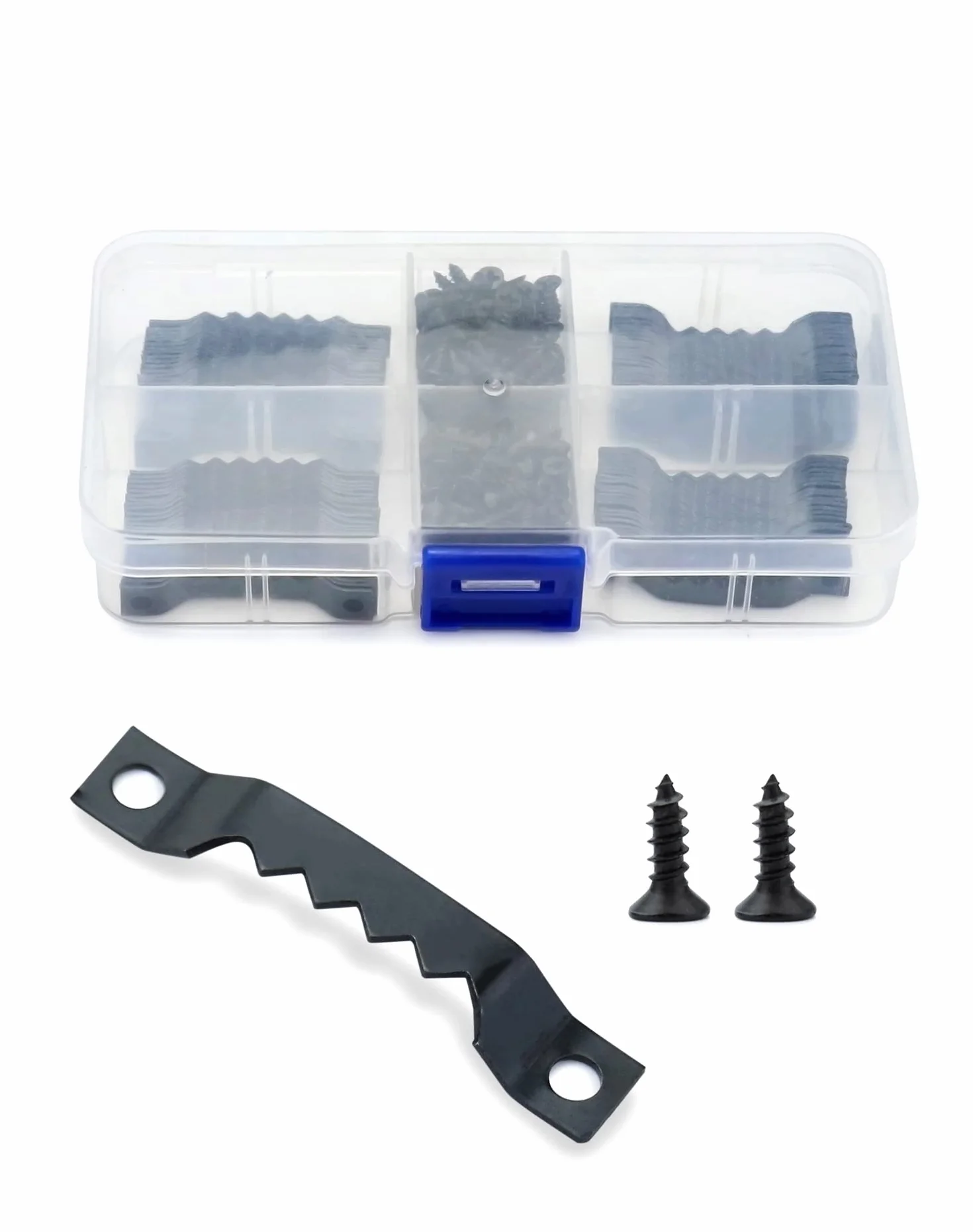 QWORK® 300 szt. Wieszaki na ramki z 200 śrubami, wieszaki na zdjęcia piły, wieszaki na zdjęcia, z pudełkiem, czarne
