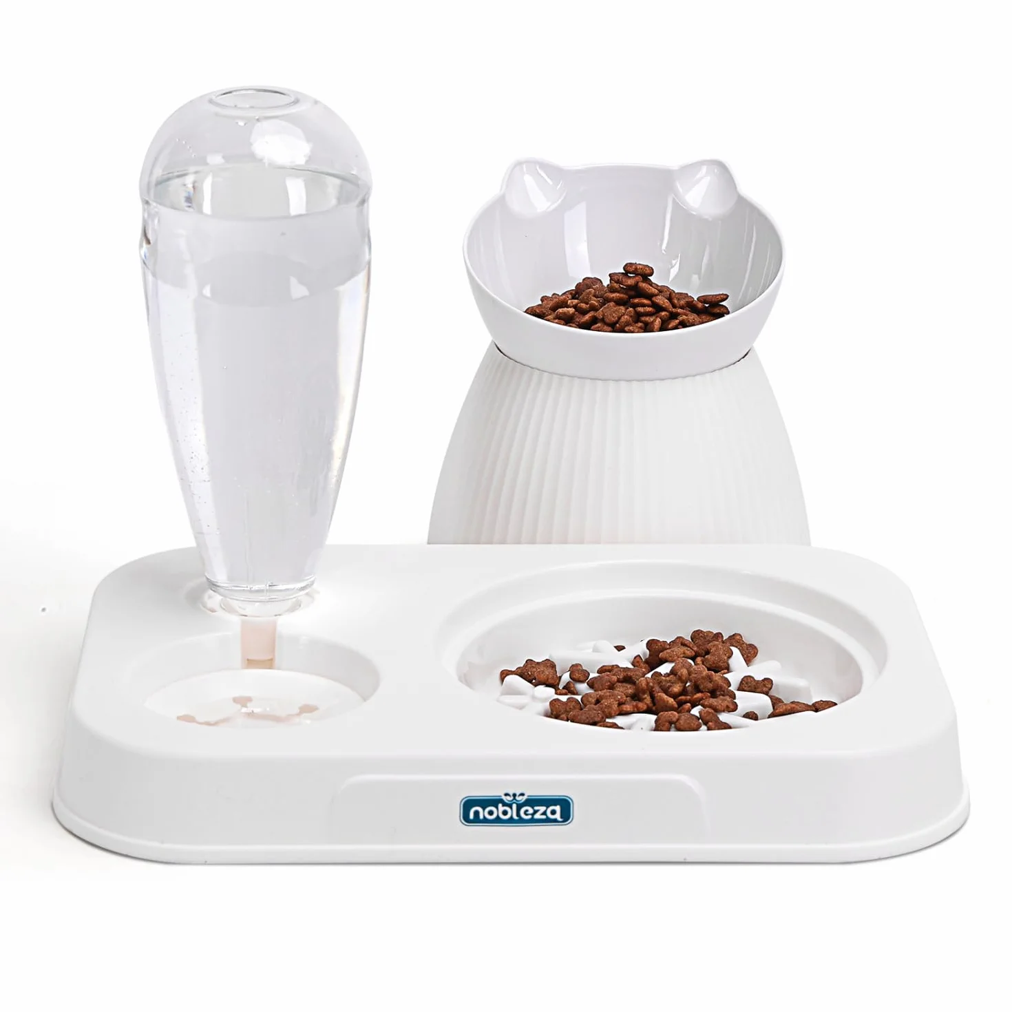 Nobleza - Karmnik dla Kota 2 w 1, Automatyczny Poidełko, 500ml Dozownik Mała Miska dla Zwierząt, 15° Cats Raised, Miska na Wolną Karmę