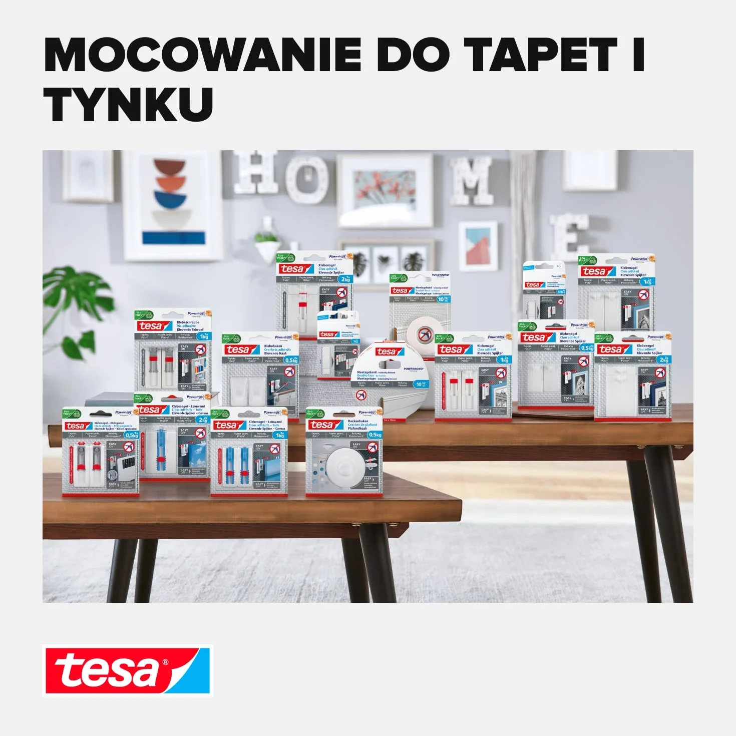 tesa Gwoździe samoprzylepne do tapet i tynku – regulacja wysokości i boku – samoprzylepne – idealne do routerów WLAN – wydajność trzymania 0,5 kg/gwóźdź – możliwość usunięcia bez pozostawiania śladów