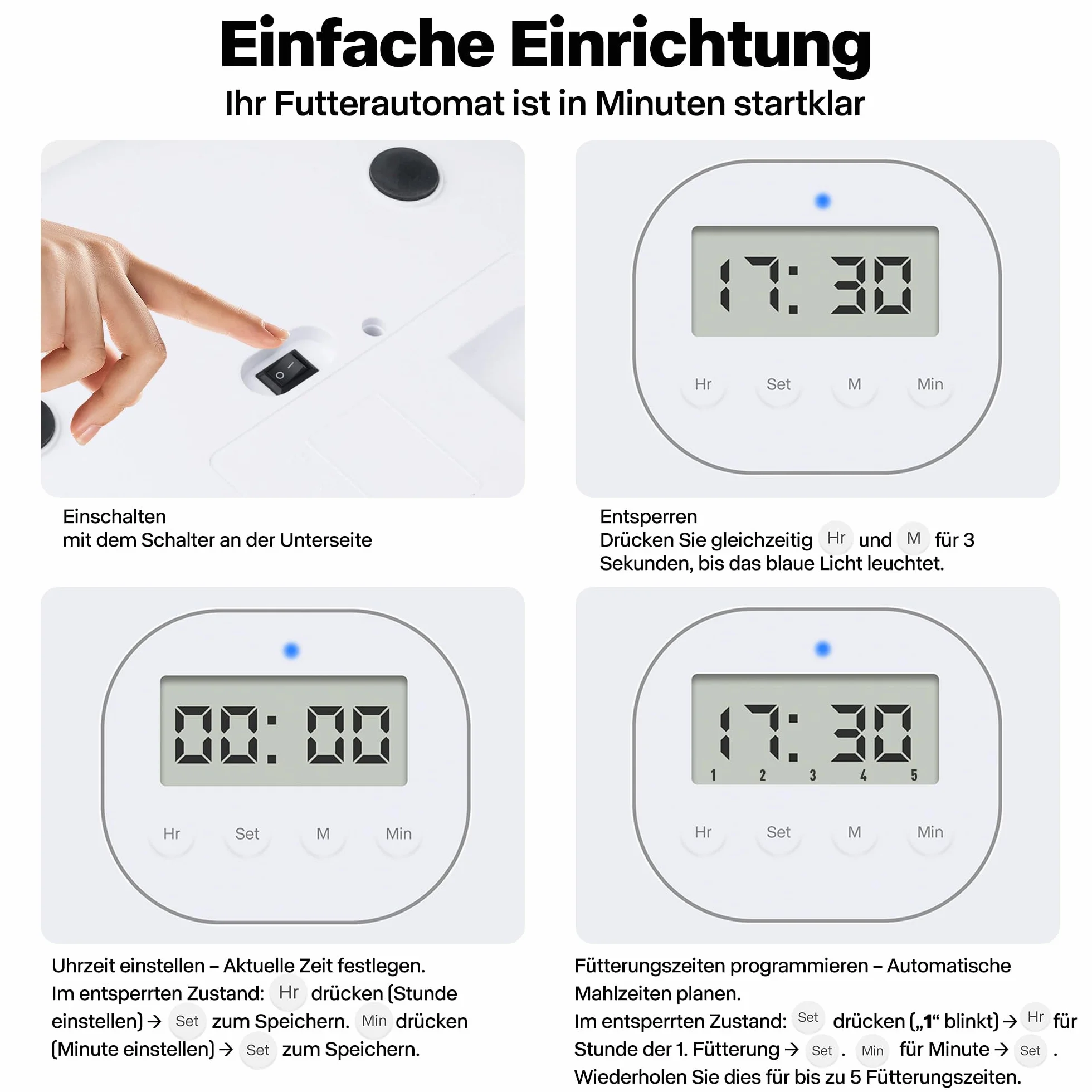 Automatyczny karmnik dla kotów i psów, 6 posiłków, cyfrowy timer, 2 akumulatory chłodzące, 1-4 dni utrzymania świeżości
