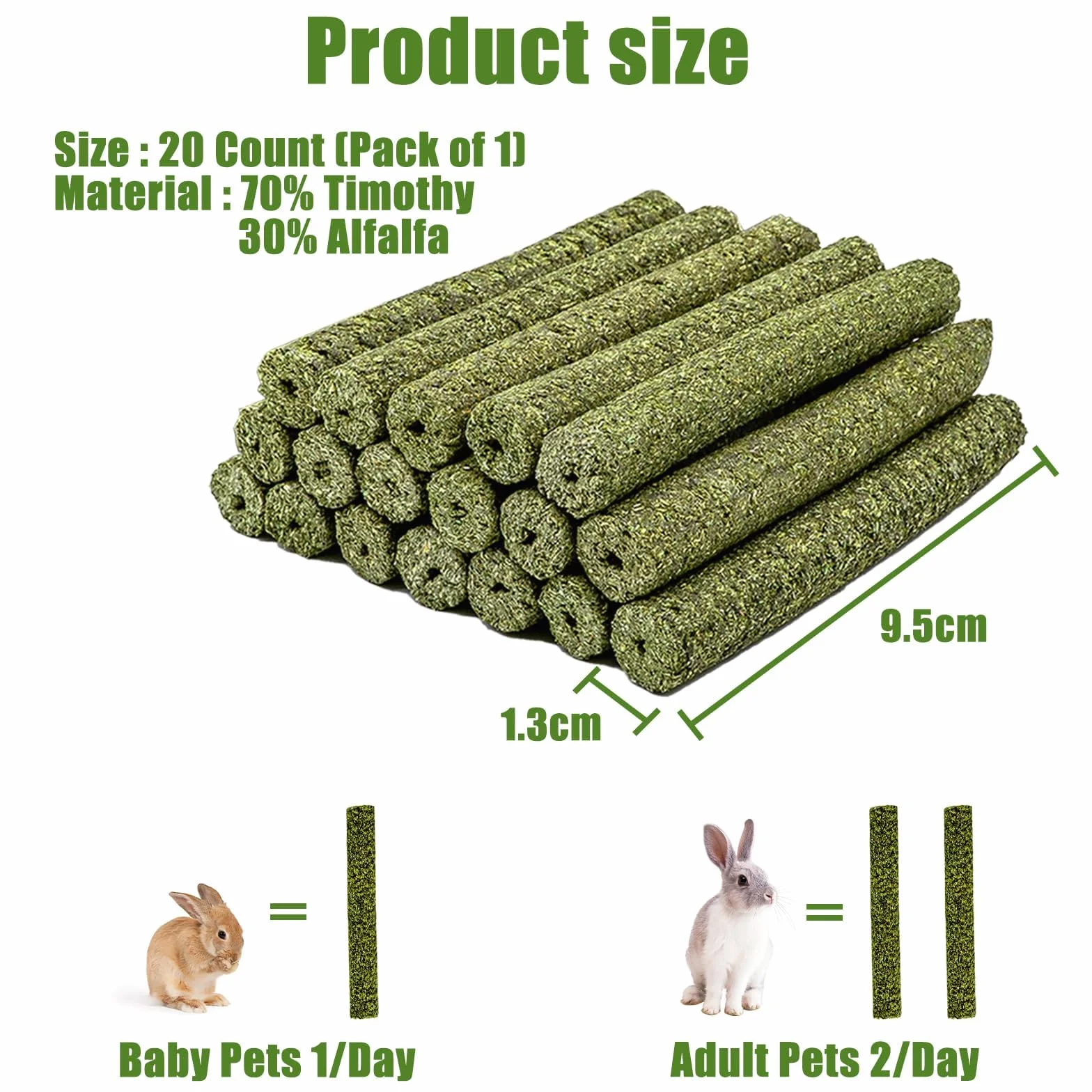 Zabawki do żucia dla królików, 210 g, przysmaki dla królików, przysmaki dla królików, szynszyli, świnek morskich, chomika, jeży (20 szt.)
