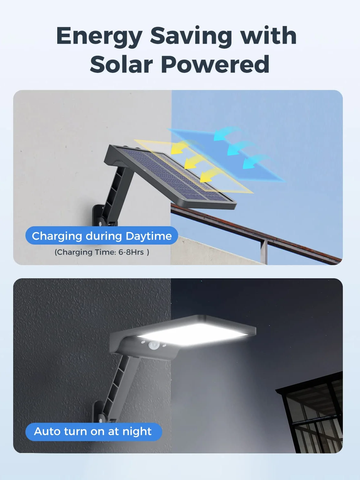Lampy solarne do użytku na zewnątrz, COLBOR lampy solarne z czujnikiem ruchu z pilotem zdalnego sterowania, 3 tryby regulacji, IP65, wodoszczelne światło solarne na podwórko, garaż, białe, lampa solarna LED