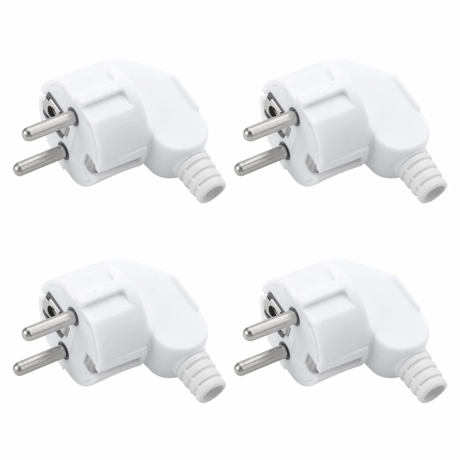 Wtyczka kątowa z zestykiem ochronnym, 4 sztuki, 230 V, płaska, wtyczka z zestykiem ochronnym 230 V, wtyczka zewnętrzna, wodoszczelna IP44, 8-10 mm, 250 V (16 A)