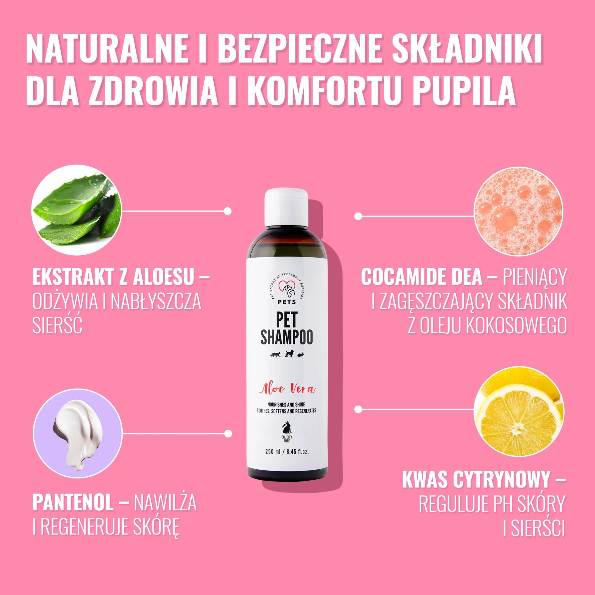 Delikatny szampon dla psów - Nawilżający szampon dla wszystkich ras i typów sierści - Szampon dla psów przeciw nieprzyjemnemu zapachowi 250 ml