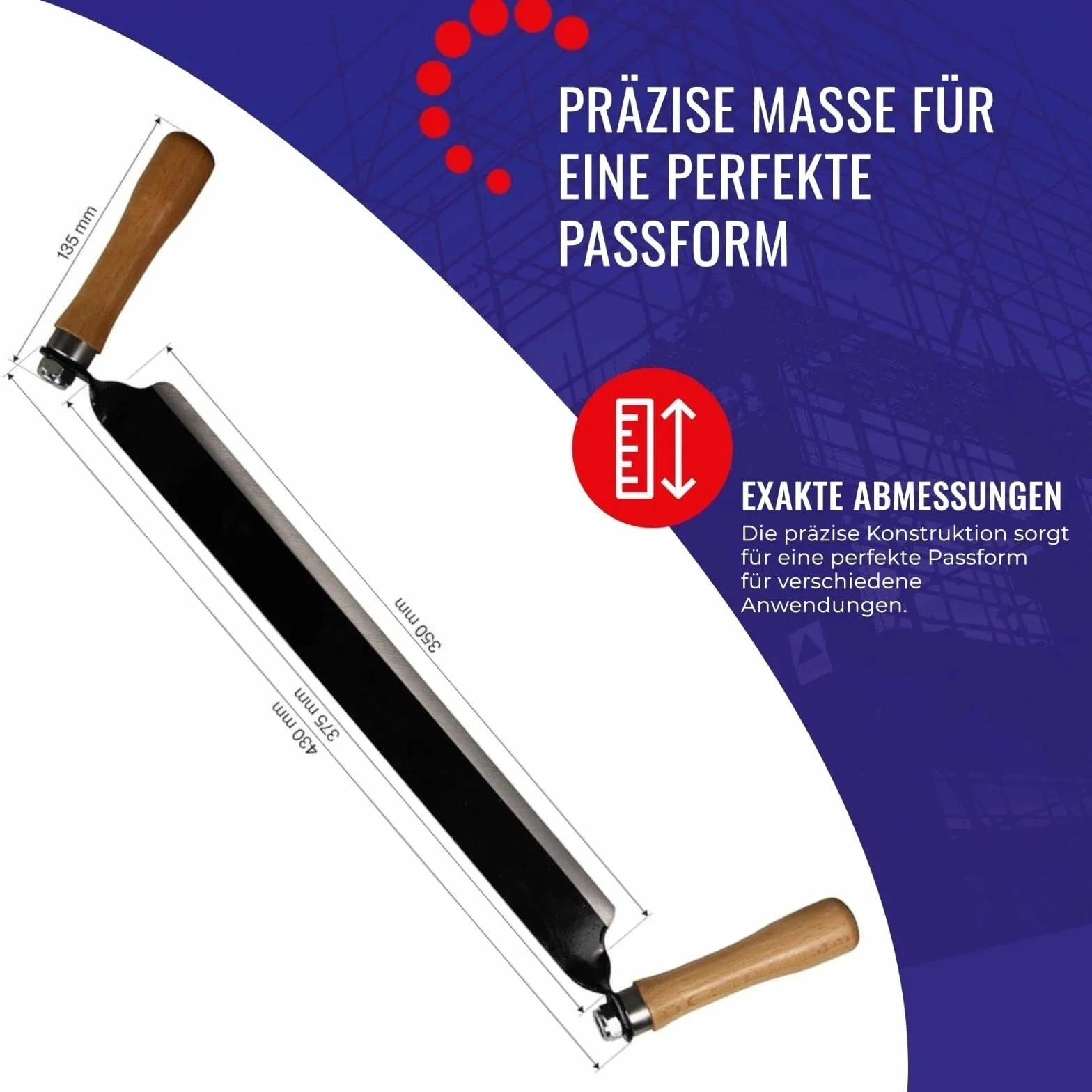 Chle-Mar – Ośnik do drewna 350 mm | Skrobak kory | Długość ostrza 35 cm z kutej stali narzędziowej | Ergonomiczne rękojeści z drewna bukowego | Nóż do obróbki i rzeźbienia