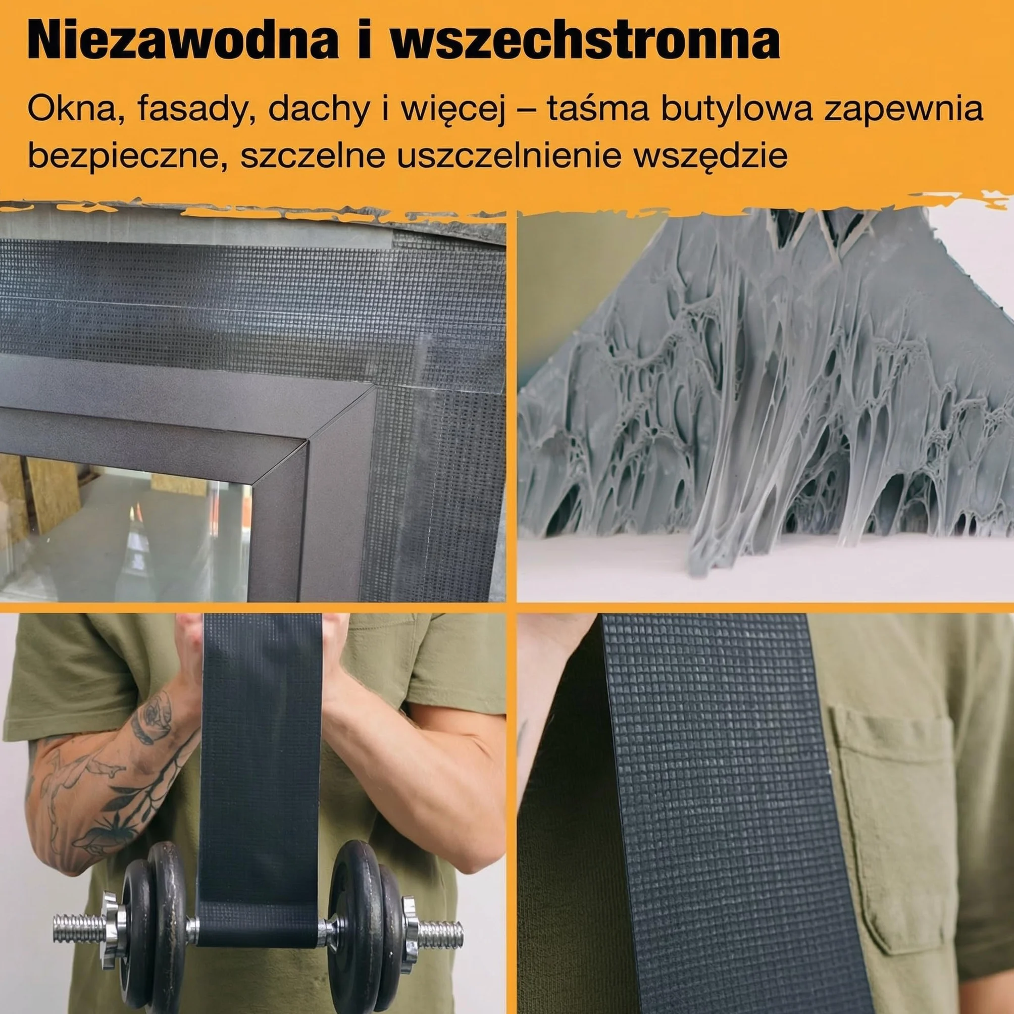 Samoprzylepna Taśma Butylowa EPDM do Uszczelnień – 10cm x 5m – Wodoodporna Taśma Naprawcza do Dachu, Rynien, Betonu i PVC – Odporna na UV i Warunki Atmosferyczne