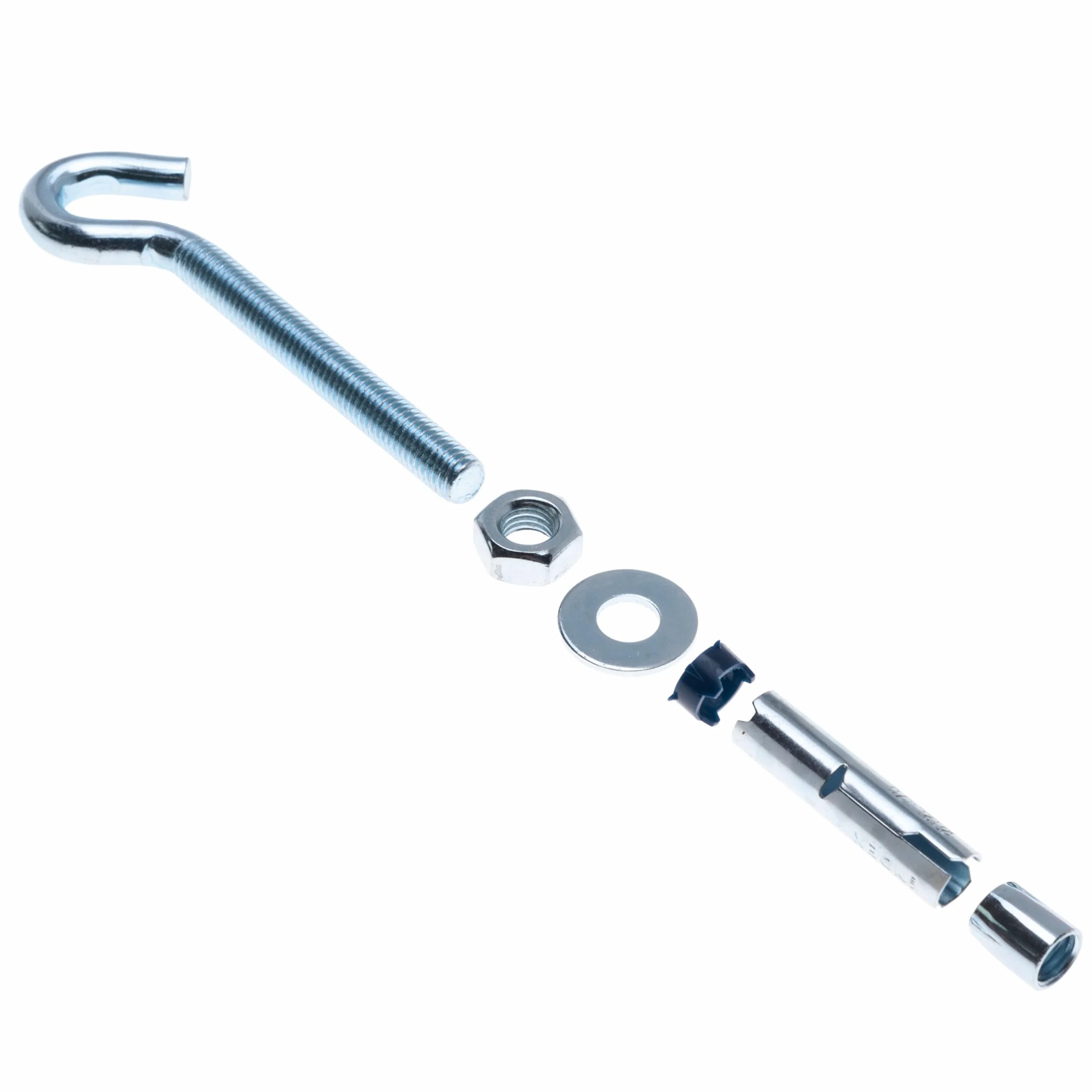 M8 Hak do ściany betonowej z tuleją metalową 8x45mm kołek rozporowy 10mm nakrętka sześciokątna 6 szt