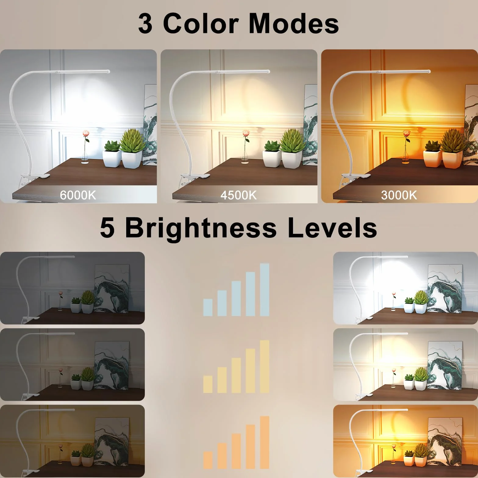 Mojimdo Lampka biurkowa 77 LED z pilotem 70CM 3 kolory 10 poziomów jasności 360° Elastyczna USB