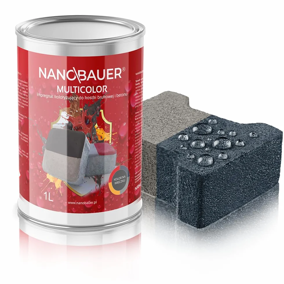 Impregnat Koloryzujący | NANOBAUER Multicolor | Kolor: Grafit 7024 | Pojemność: 1 L na 5m² | 2w1 Impregnacja ochronna kostki brukowej, betonu