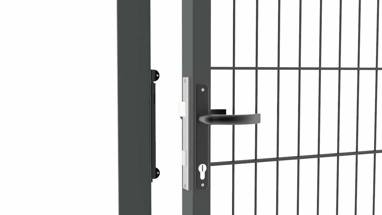 Furtka DUOS-BOX Ogrodzeniowa z Ocynkowanej Stali z Zamkiem i Uchwytem RAL 7016 ANTRACYT w Opakowaniu Rozmiar 1.50m / 0.90m Komórka 200 х 50mm Słupki Metalowe 2,2 m