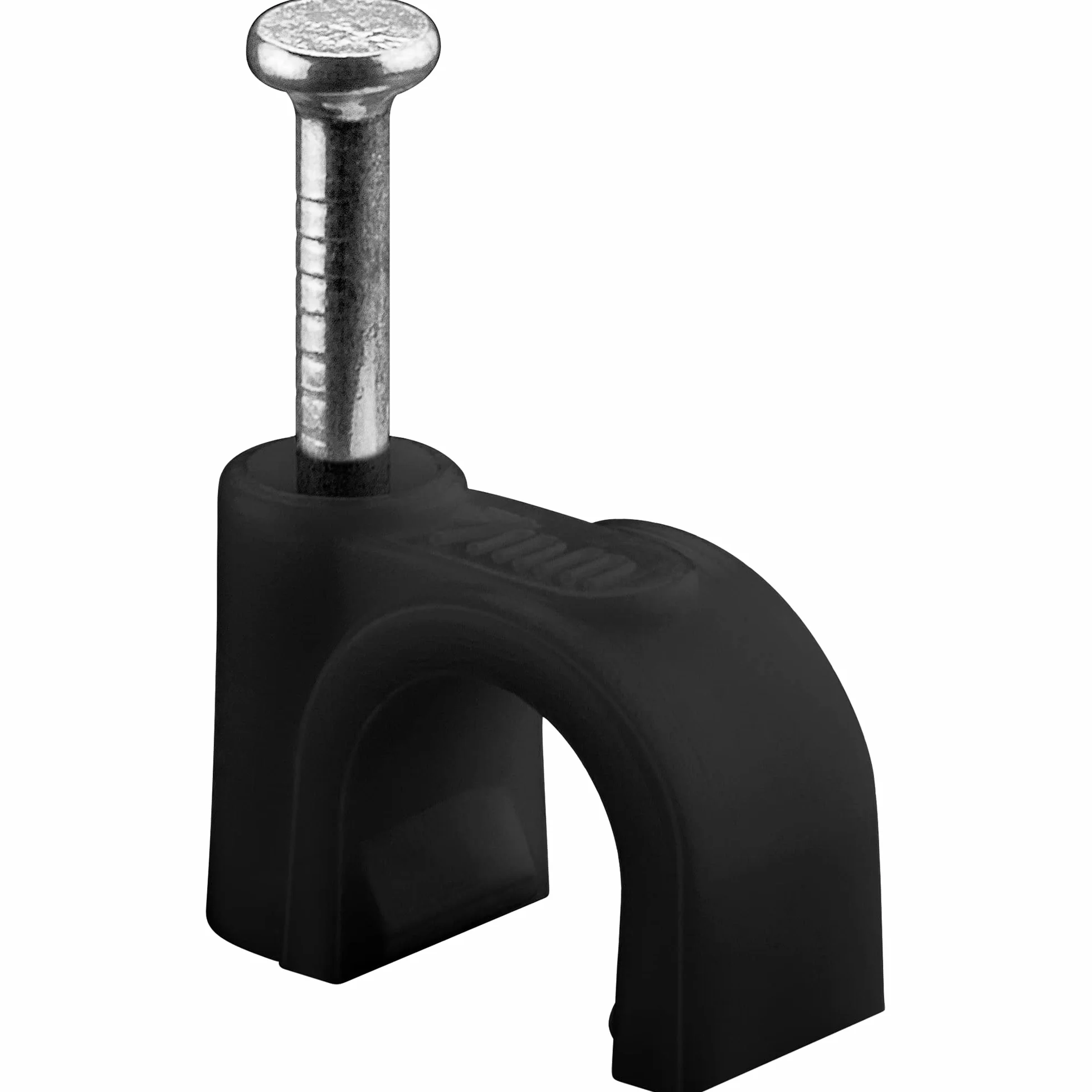 goobay 64680 Obejma kablowa, zestaw 100 szt. / uchwyt na kabel do mocowania kabli o średnicy do 7 mm/zacisk kablowy z gwoździem do ściany, futryny drzwi, narożników i natynkowych / 100 sztuk /