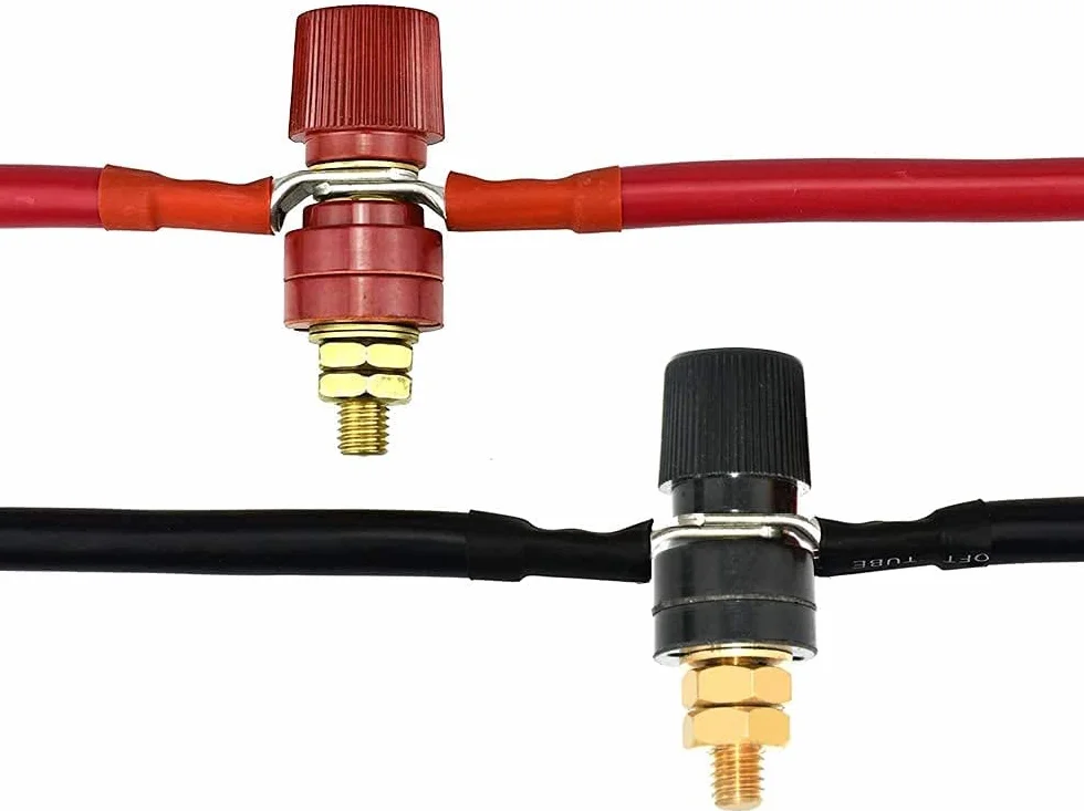RUNCCI-YUN 10 sztuk binding post gniazdo, 1/4" bateria Binding Post M6,6 mm 100 A mosiądz słupek łączący wtyk bananowy gniazdo montażowe, blok zacisków prądowych
