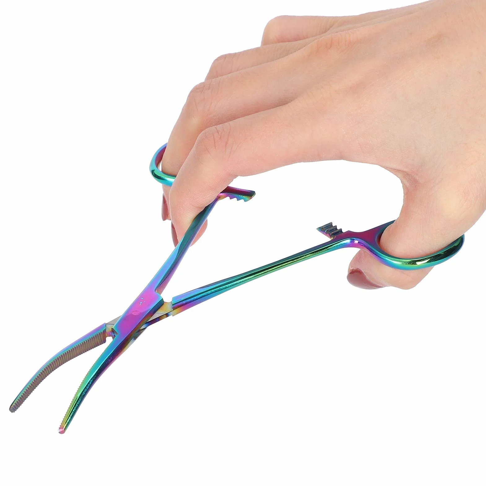 Hemostat na komary dla zwierząt domowych ściągacz do włosów w uszach ze stali nierdzewnej pęseta z zakrzywioną końcówką zacisk do czyszczenia dla psa kota [#1]