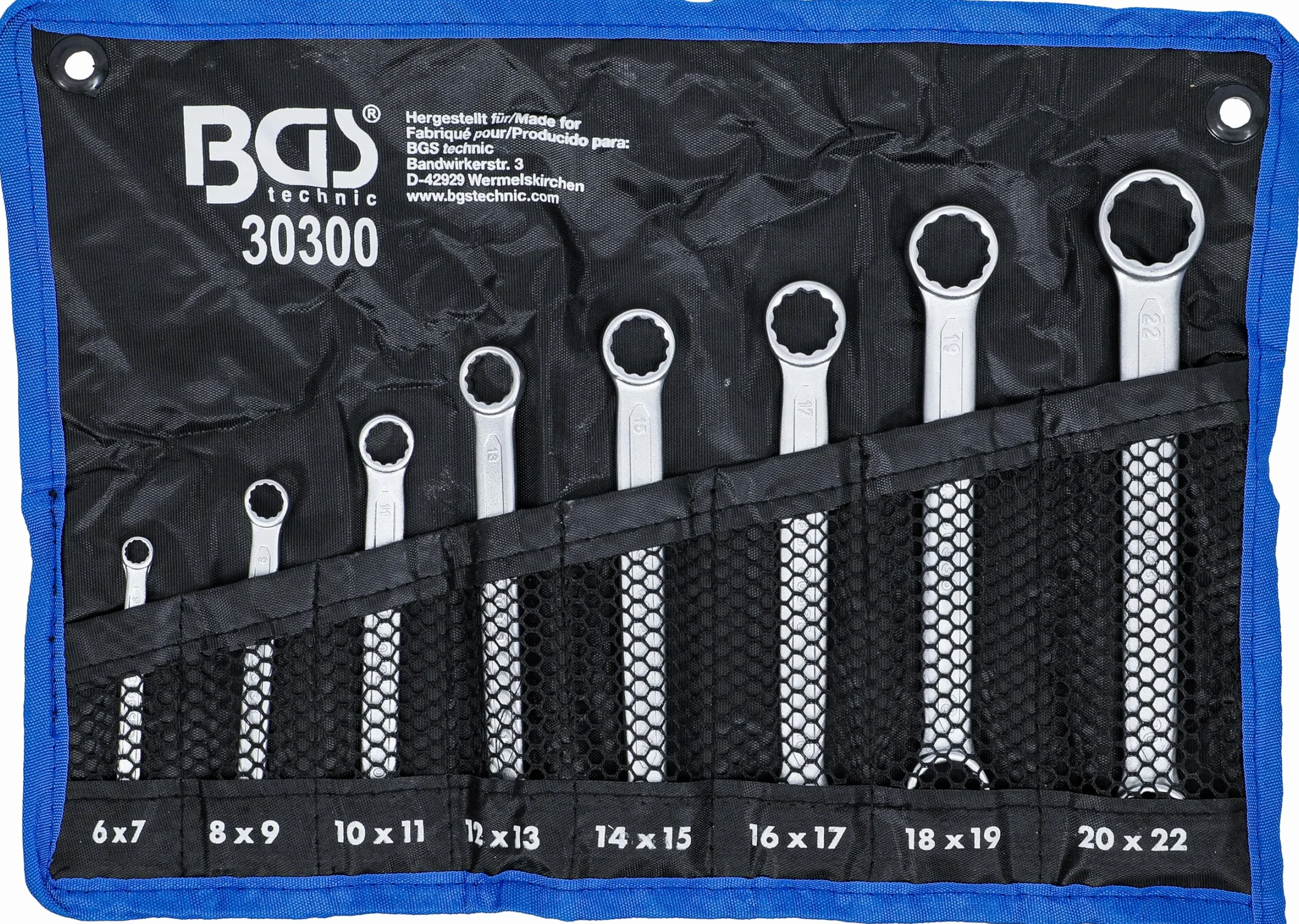 BGS Zestaw kluczy oczkowych dwustronnych płaskich 6-22 mm 8 szt.